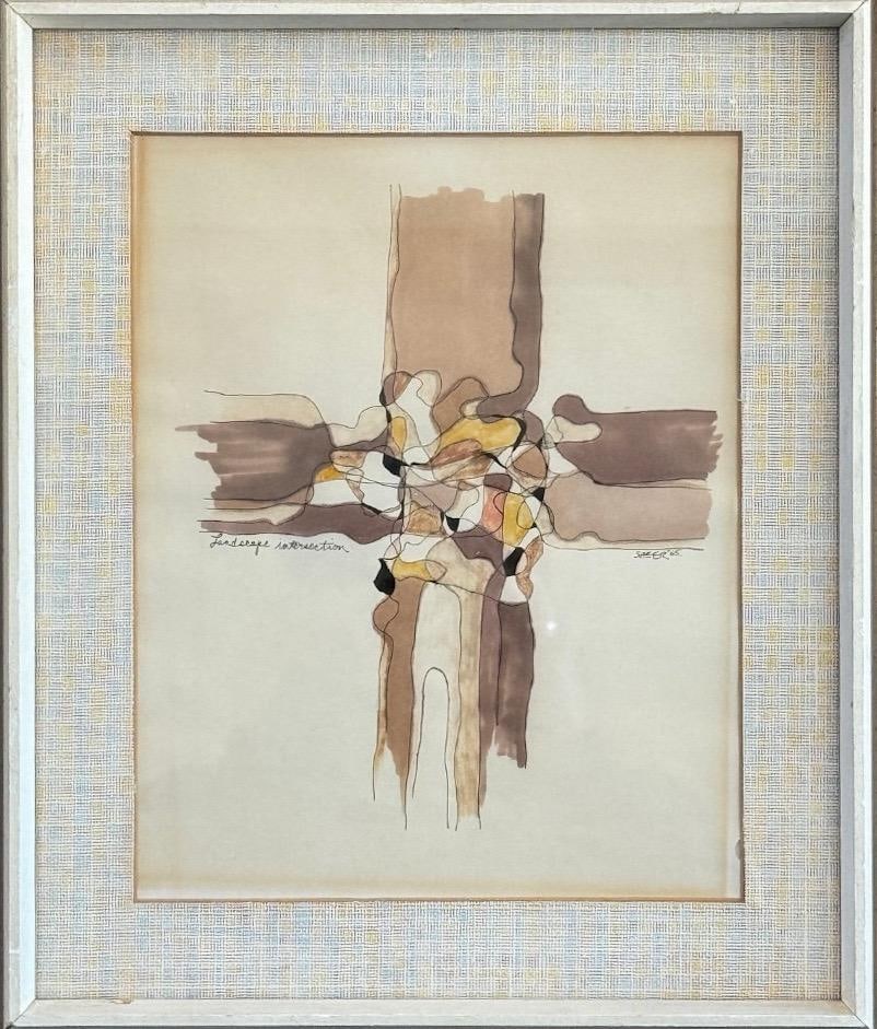 Vintage 1965 Abstract Casein Collage Signed by Sheer - 2