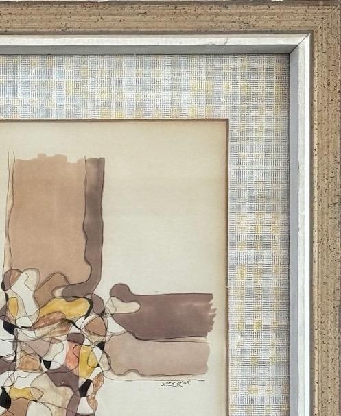 Vintage 1965 Abstract Casein Collage Signed by Sheer - 7