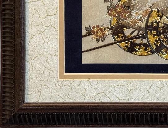 Vintage 20th Century Signed Keigetsu Hanaguruma Chokin Art 24kt Gold and Silver Engraving - 7