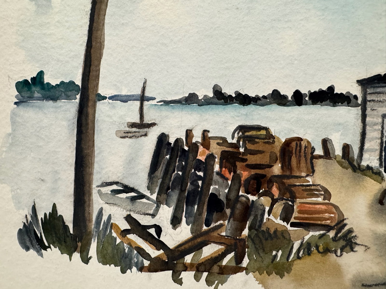 Henry Emil Salloch Original Watercolor on Stonington, Me. 1949. - 2