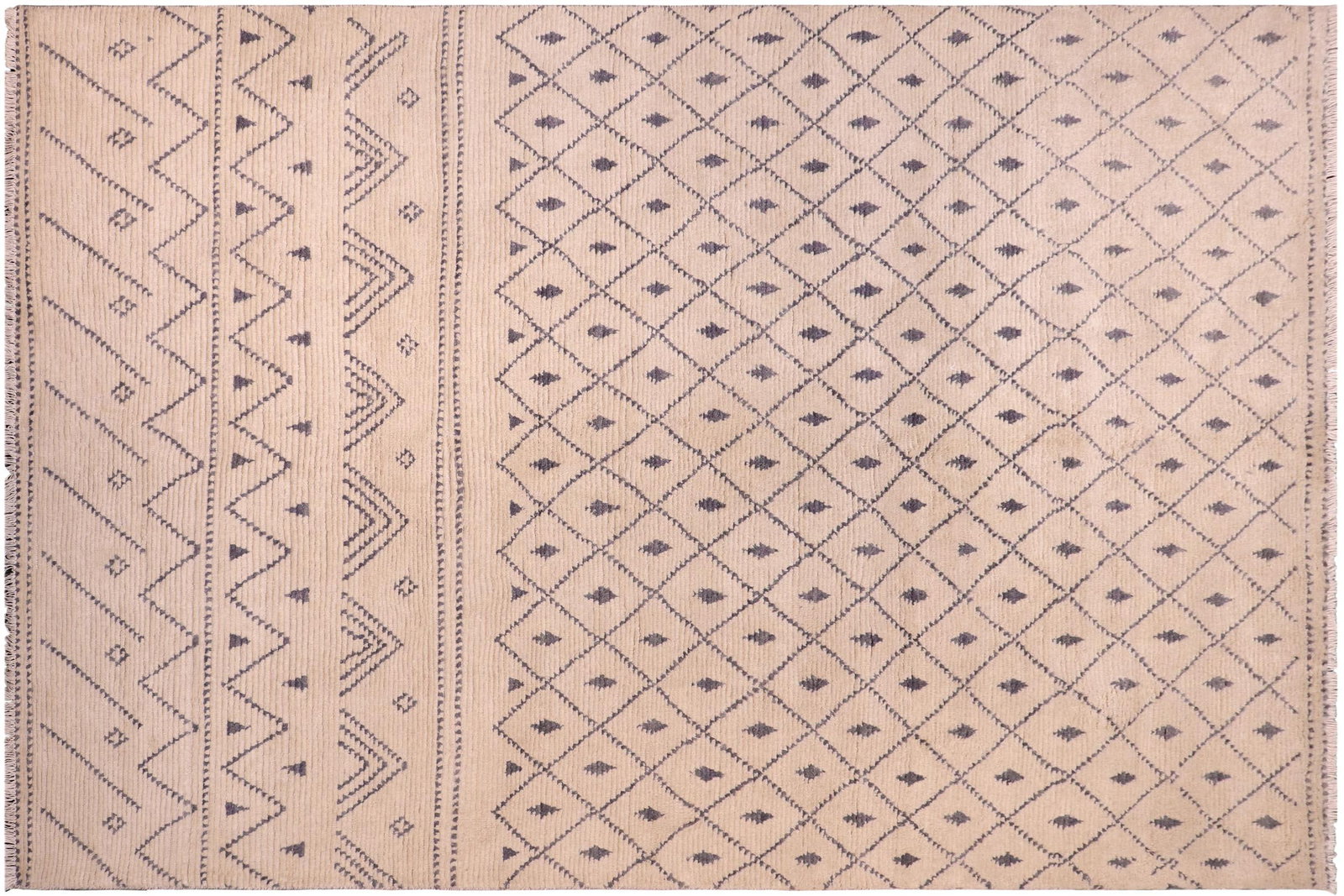 Boho Chic Beige/Gray High Low Wool Rug - 7'11'' X 10'3'' - 8