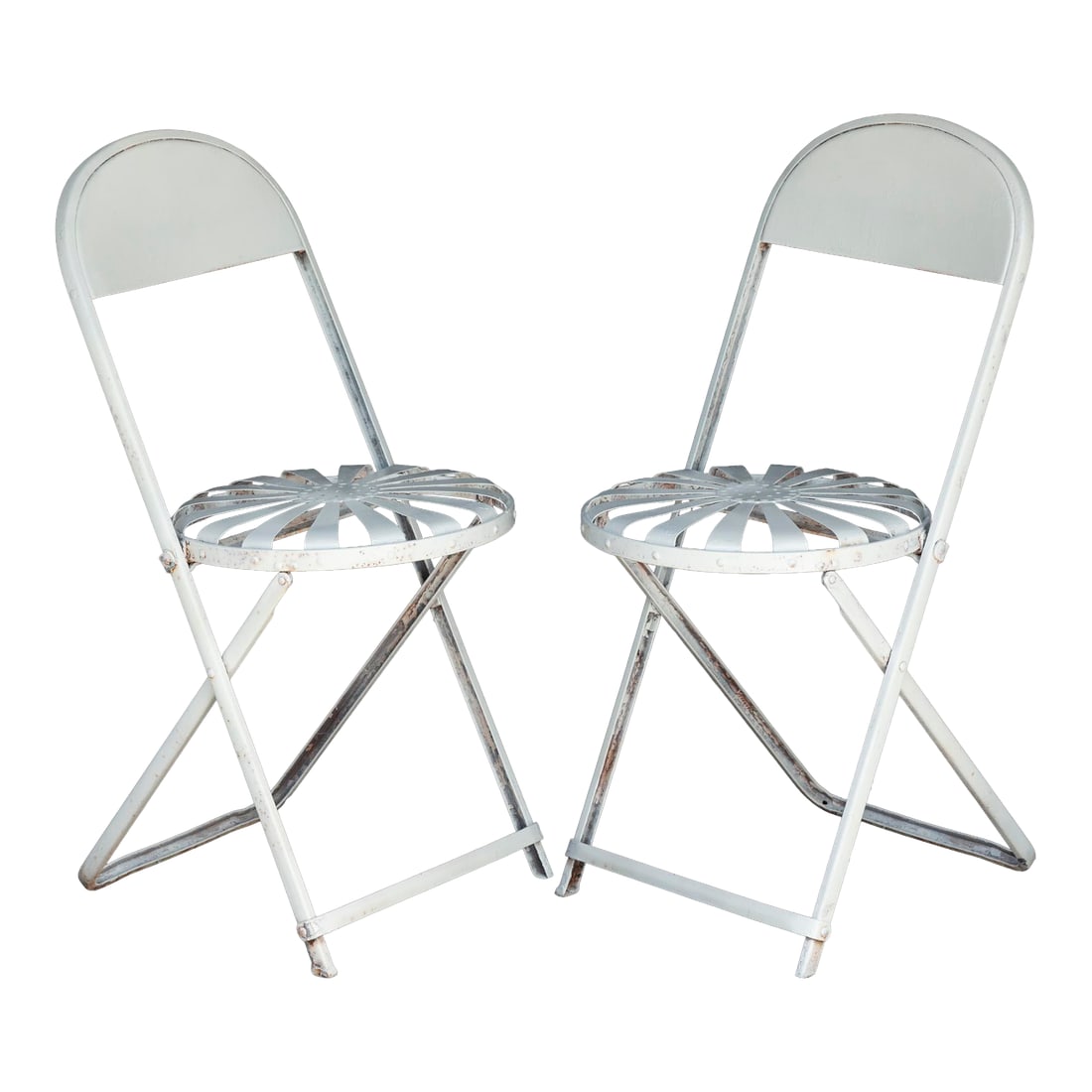 Antique Francois Carre Sunburst Folding Garden Chairs, 2 Pieces (1 of 18)