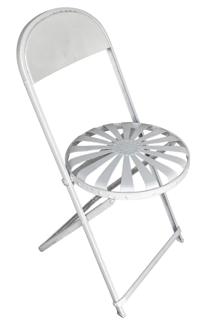 Antique Francois Carre Sunburst Folding Garden Chairs, 2 Pieces - 2