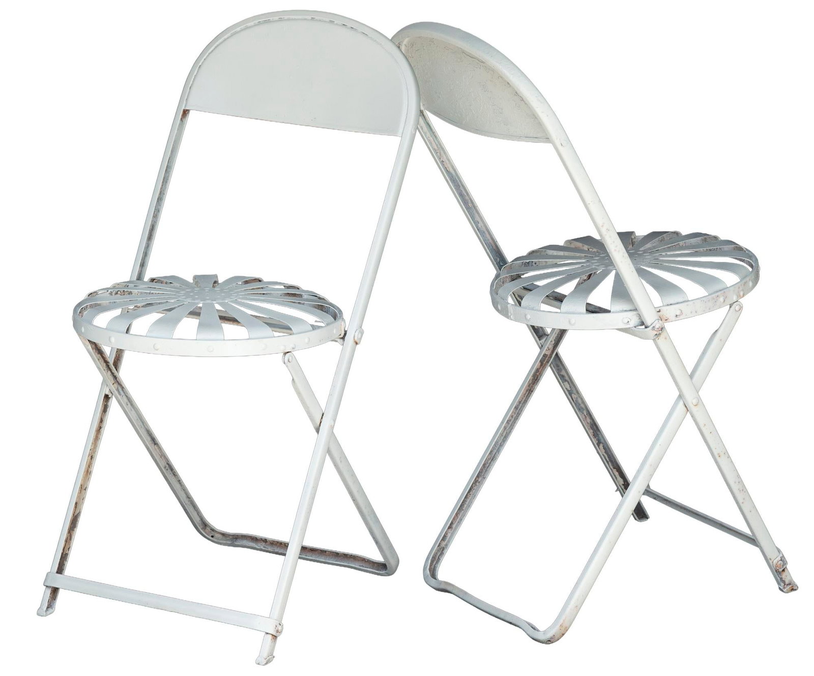 Antique Francois Carre Sunburst Folding Garden Chairs, 2 Pieces - 3