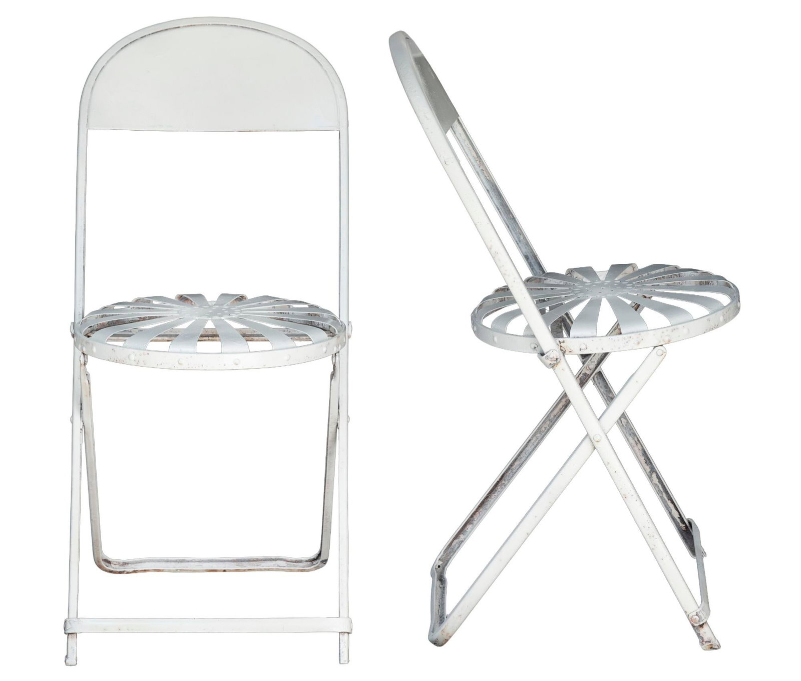 Antique Francois Carre Sunburst Folding Garden Chairs, 2 Pieces - 4