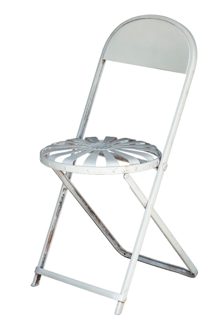 Antique Francois Carre Sunburst Folding Garden Chairs, 2 Pieces - 5