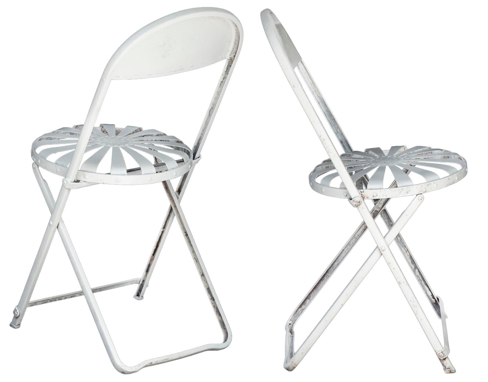 Antique Francois Carre Sunburst Folding Garden Chairs, 2 Pieces - 6