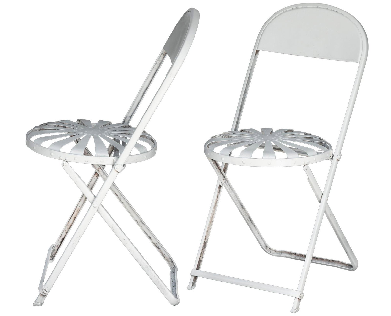 Antique Francois Carre Sunburst Folding Garden Chairs, 2 Pieces - 7