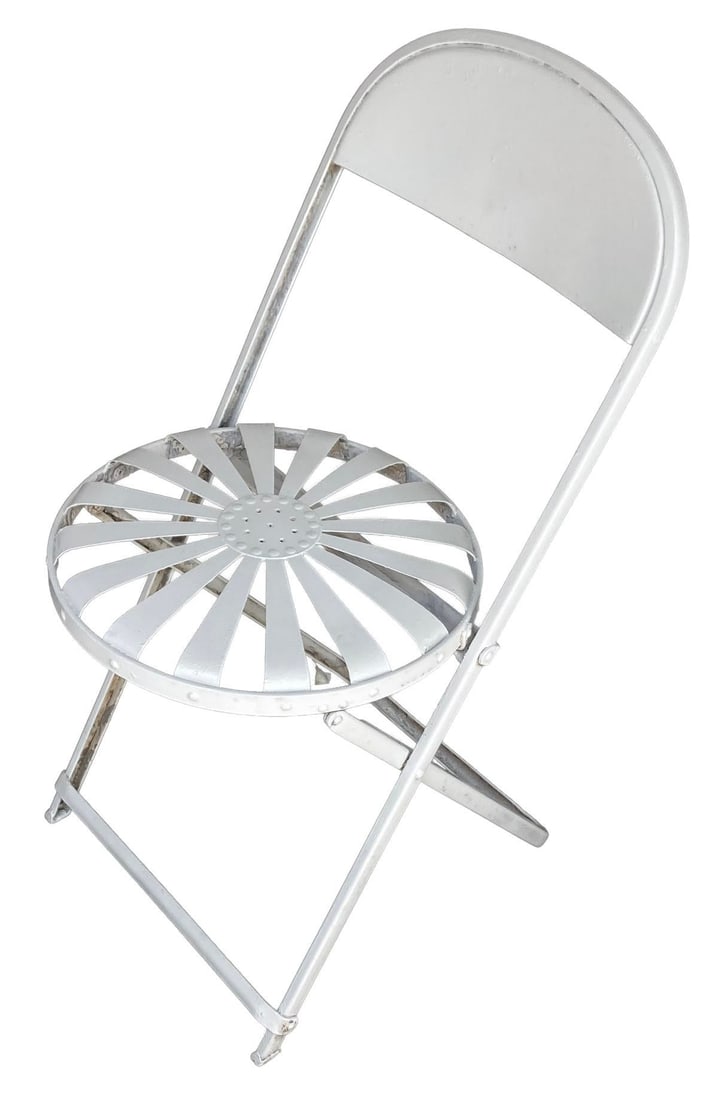 Antique Francois Carre Sunburst Folding Garden Chairs, 2 Pieces - 8
