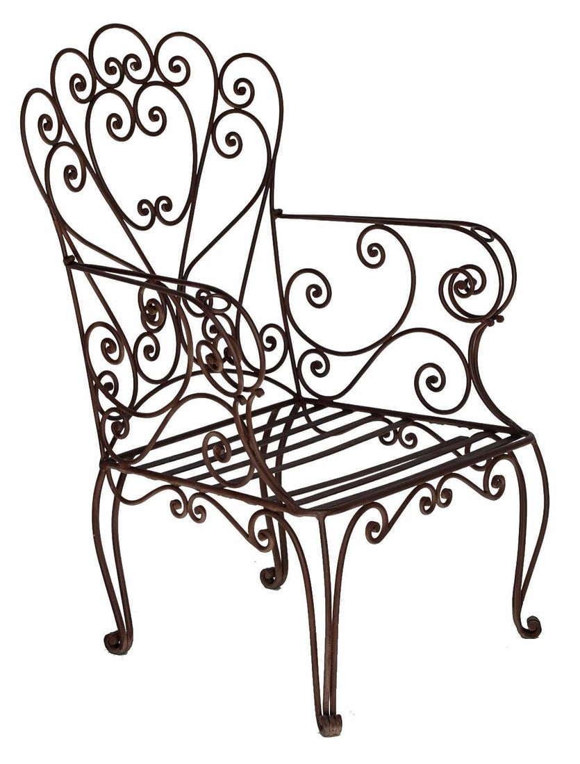 Vintage Wrought Iron Garden Chairs, Set/3 - 12