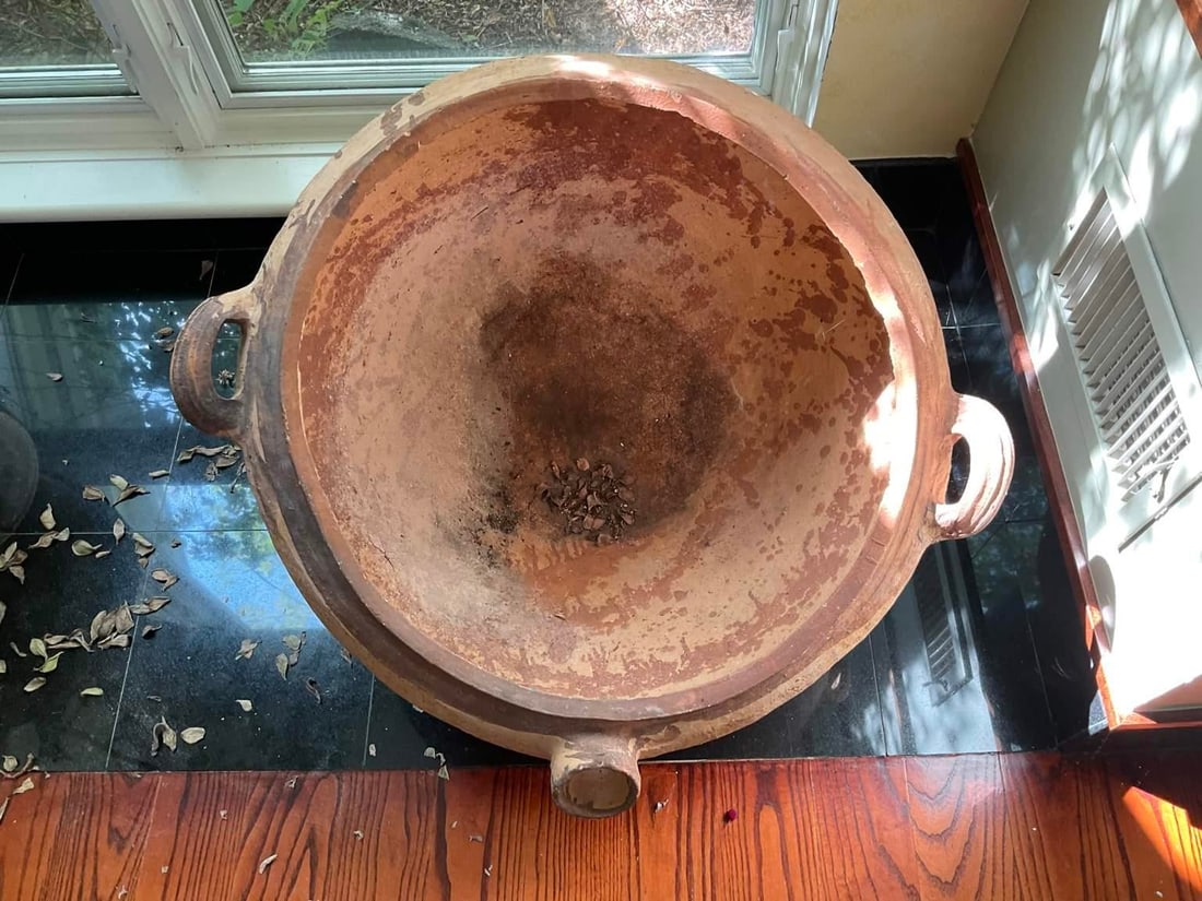 Large Antique Terracotta Vessel With Spout & Handles - 6