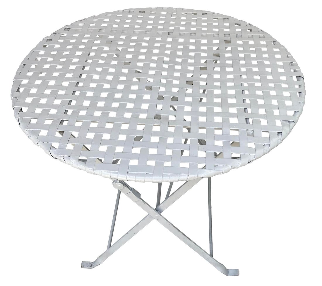 Antique Folding Garden Table W/Iron Lattice Top - 2