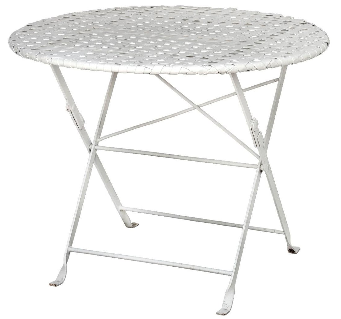 Antique Folding Garden Table W/Iron Lattice Top - 4