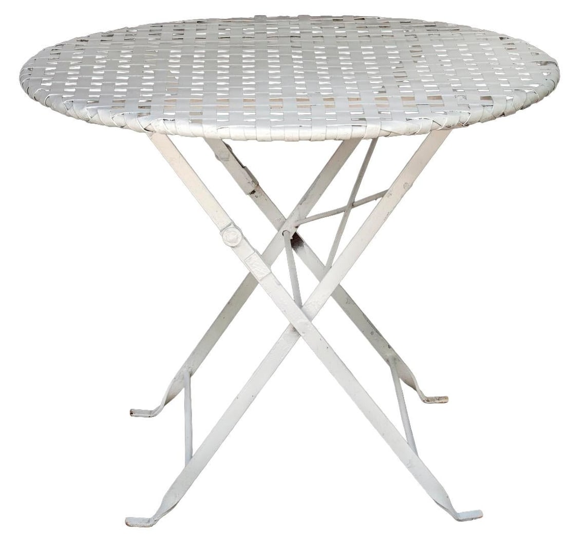 Antique Folding Garden Table W/Iron Lattice Top - 5
