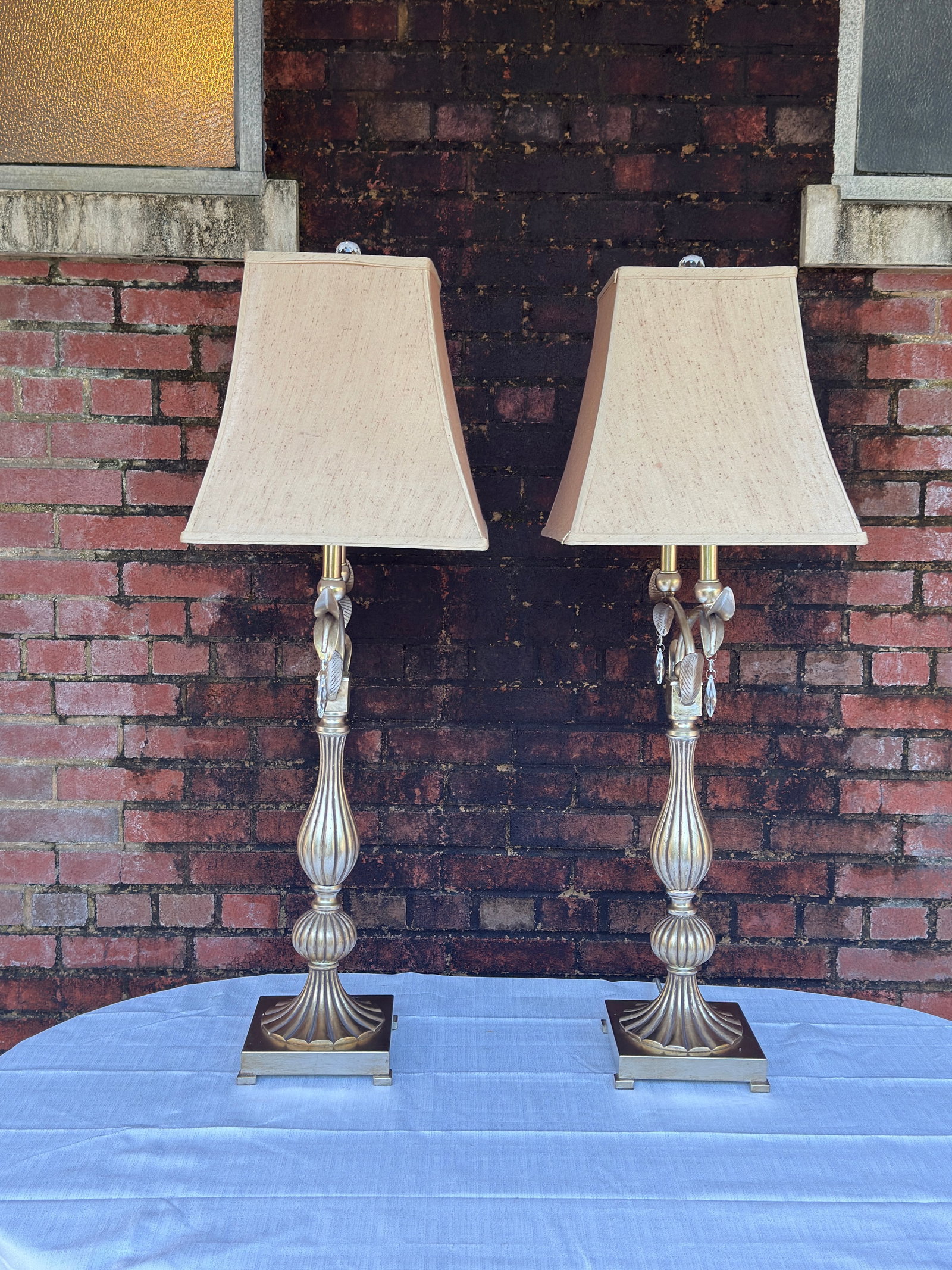 Vintage Palm Beach Regency Hand Gilt Table Lamps by Uttermost - A Pair - 4
