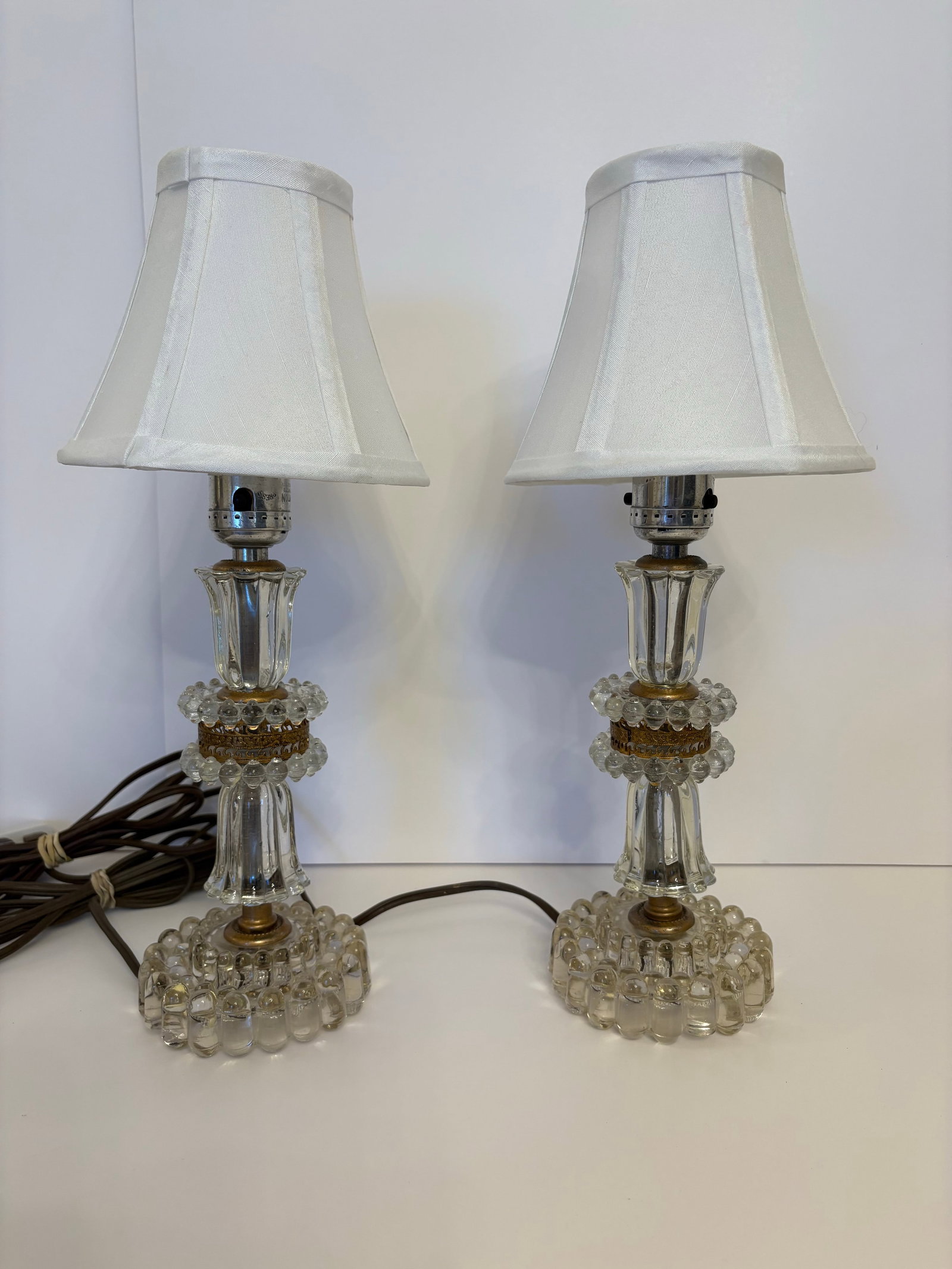 Vintage 1930's Crystal Round Boudoir Lamps - a Pair - 2
