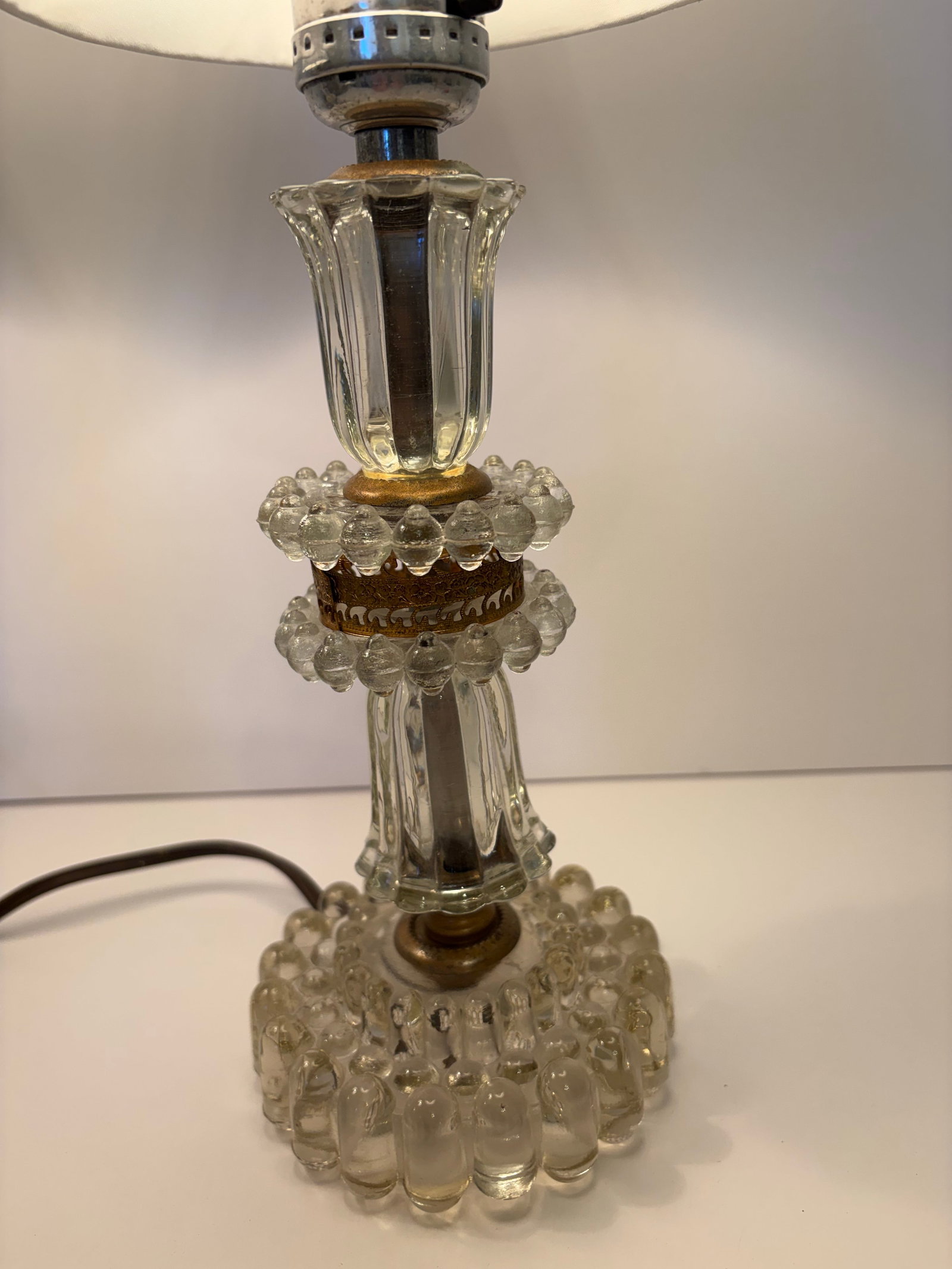 Vintage 1930's Crystal Round Boudoir Lamps - a Pair - 6