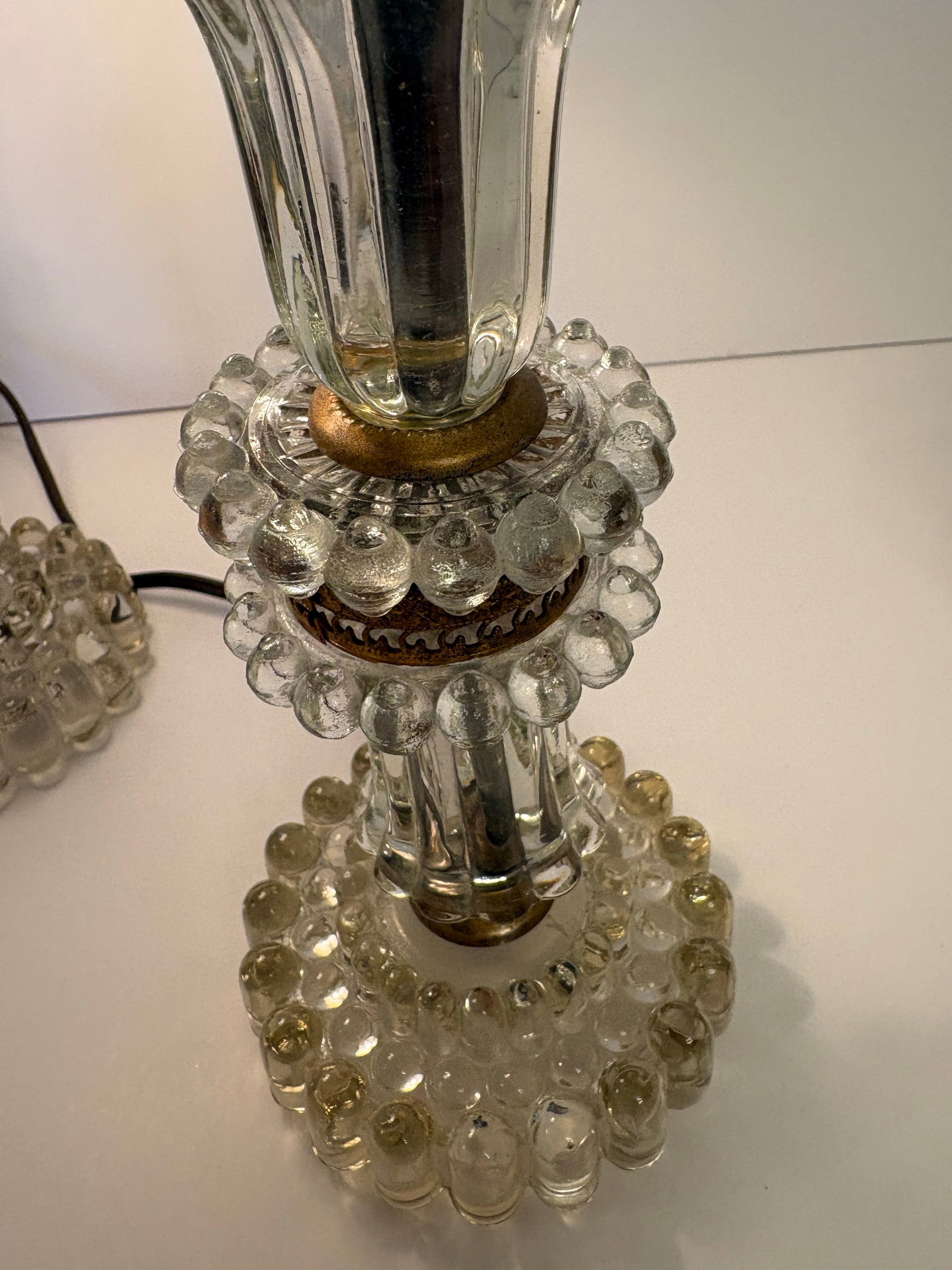 Vintage 1930's Crystal Round Boudoir Lamps - a Pair - 7