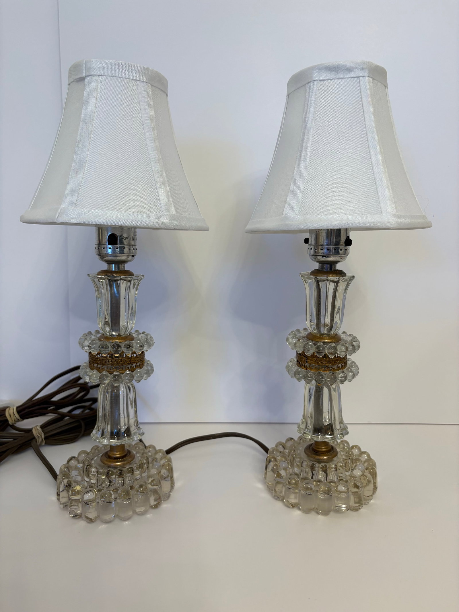 Vintage 1930's Crystal Round Boudoir Lamps - a Pair - 8