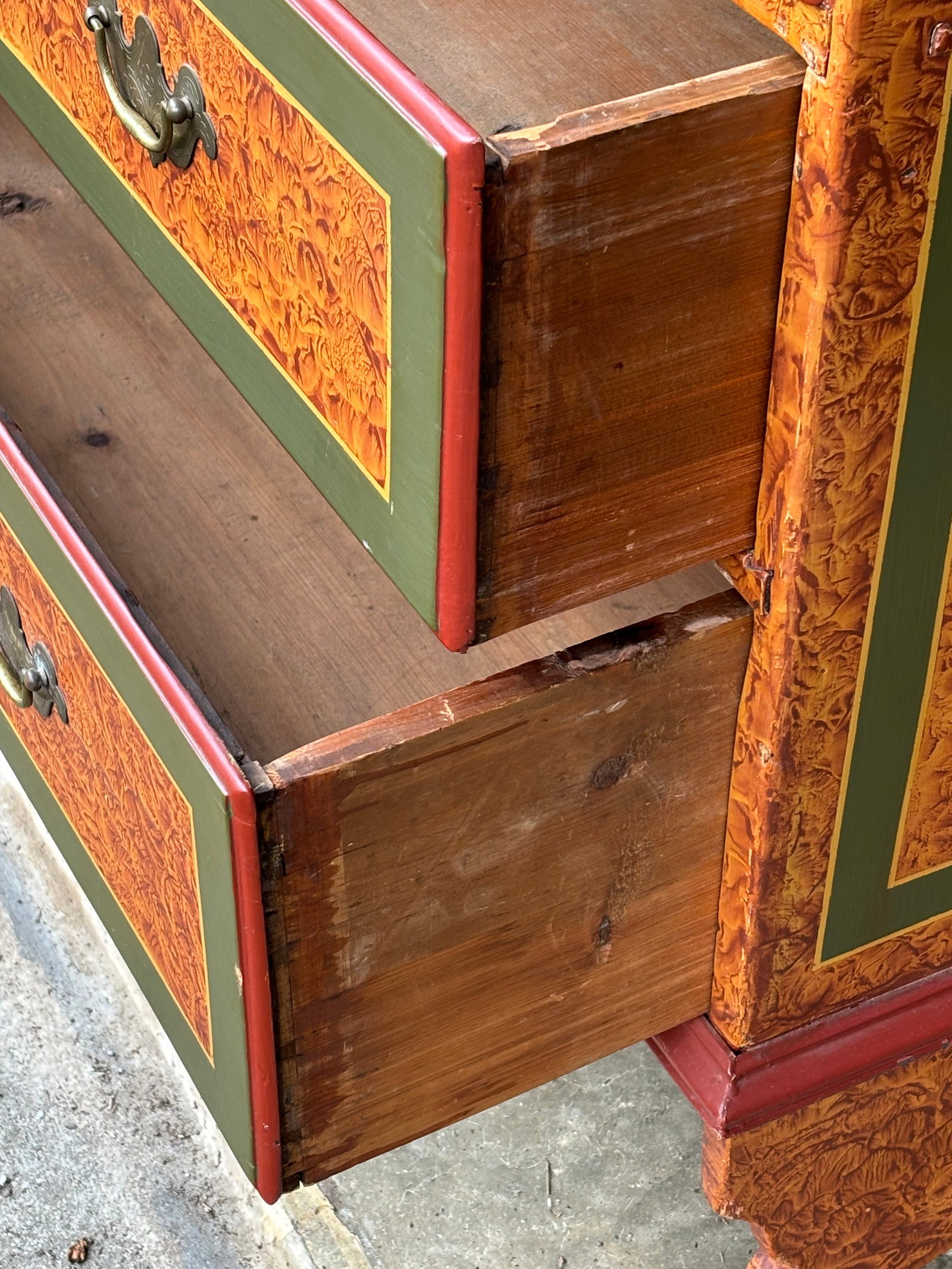 19th C. American Artisan Painted Mule Chest of Drawers - 10