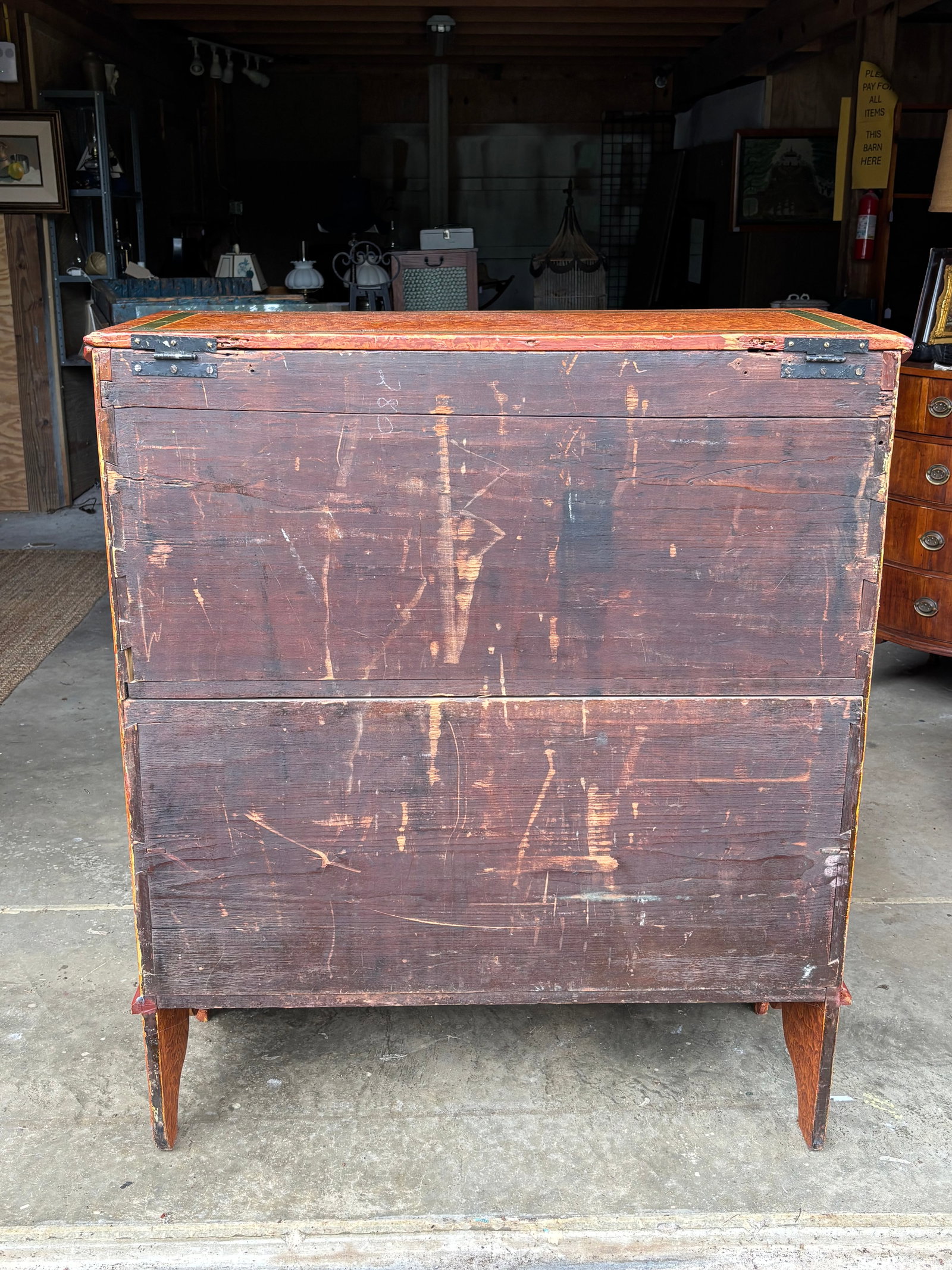 19th C. American Artisan Painted Mule Chest of Drawers - 15