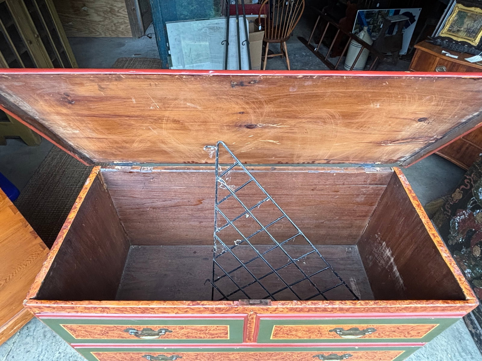 19th C. American Artisan Painted Mule Chest of Drawers - 6