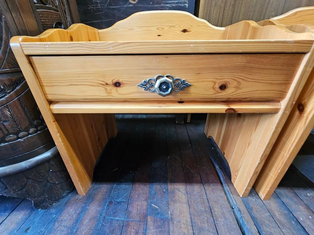 Pair of Scandinavian Pine Nightstands - 2