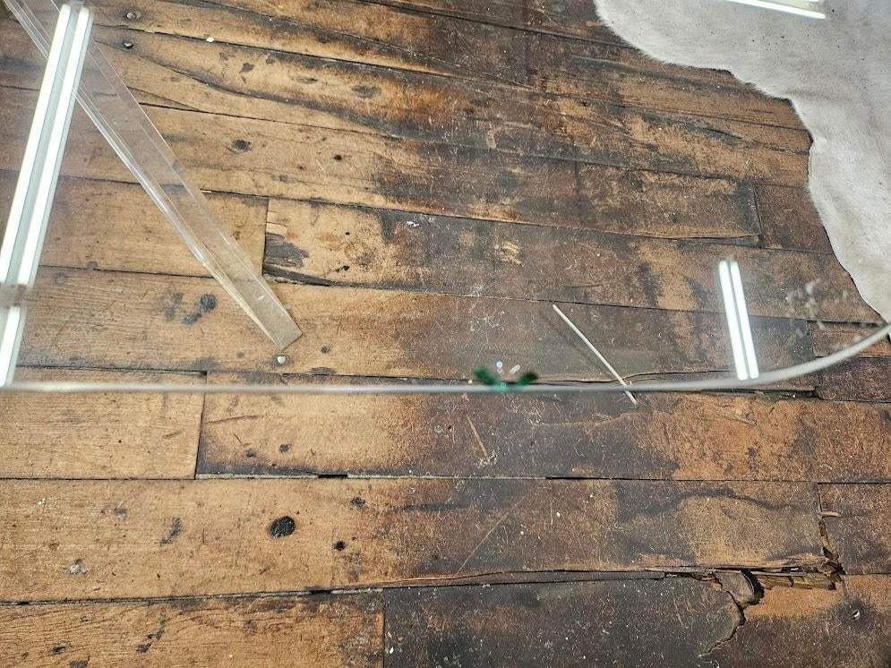 Mid Century Coffee Table With Angled Brass and Lucite Base With Triangle Glass Top - 6