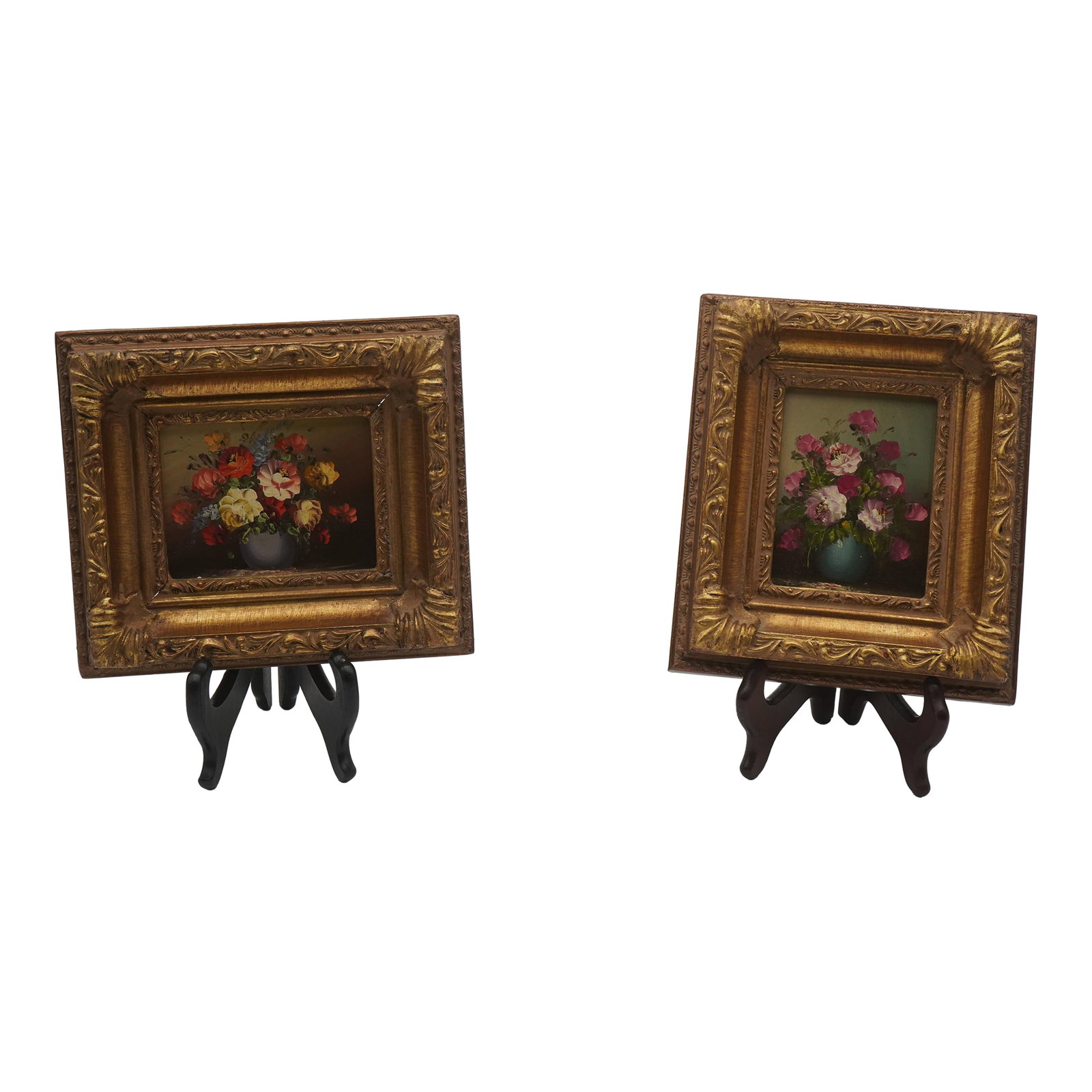 Pair of Floral Still Life Oil on Board Paintings (1 of 11)