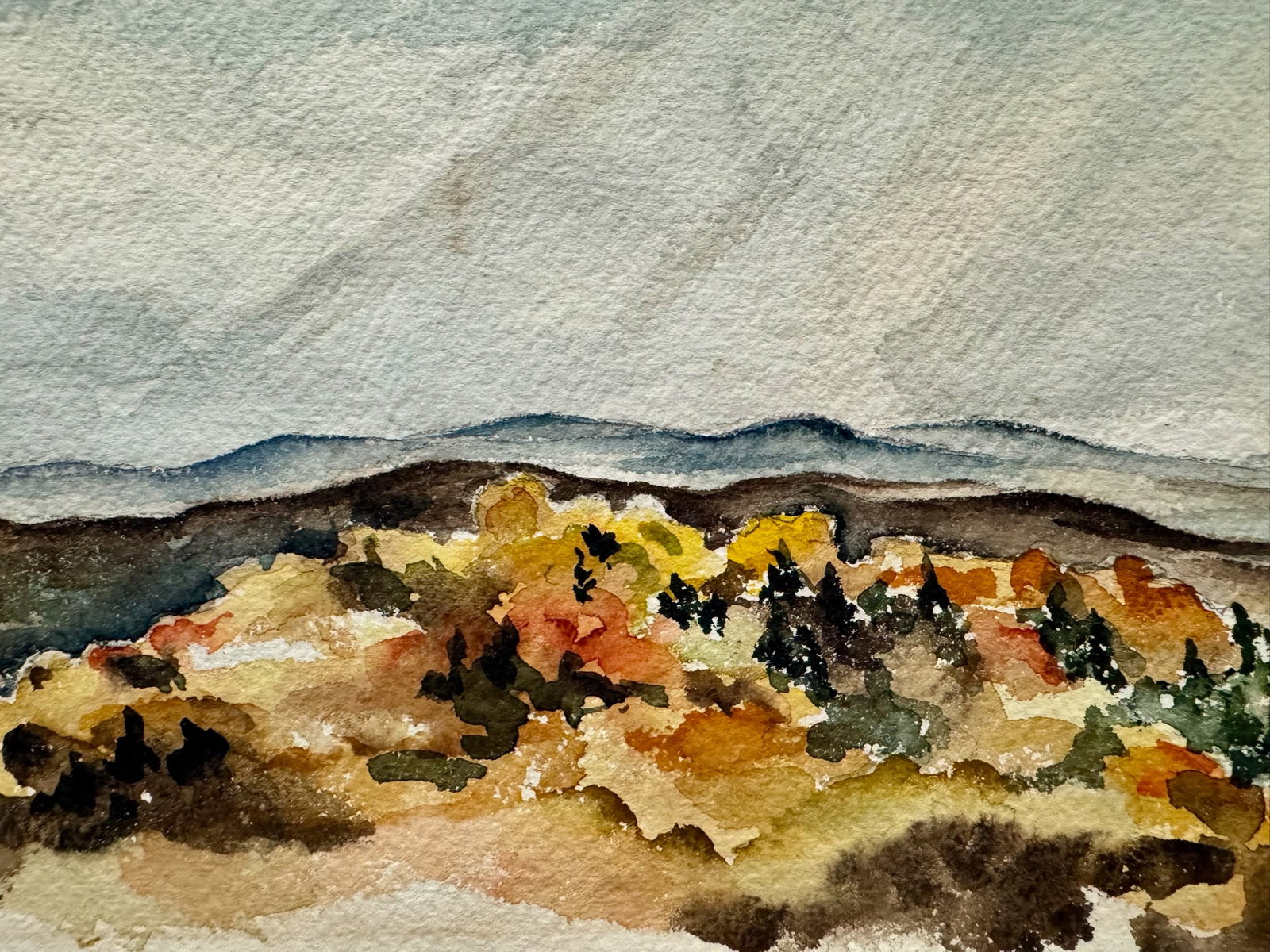 Henry Emil Salloch Original Watercolor on Paper Impressionist Lake Landscape. - 2