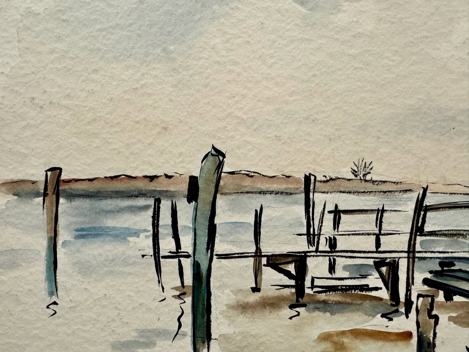 Henry Emil Salloch Original Watercolor on Paper Freeport, Long Island. 1953. - 2