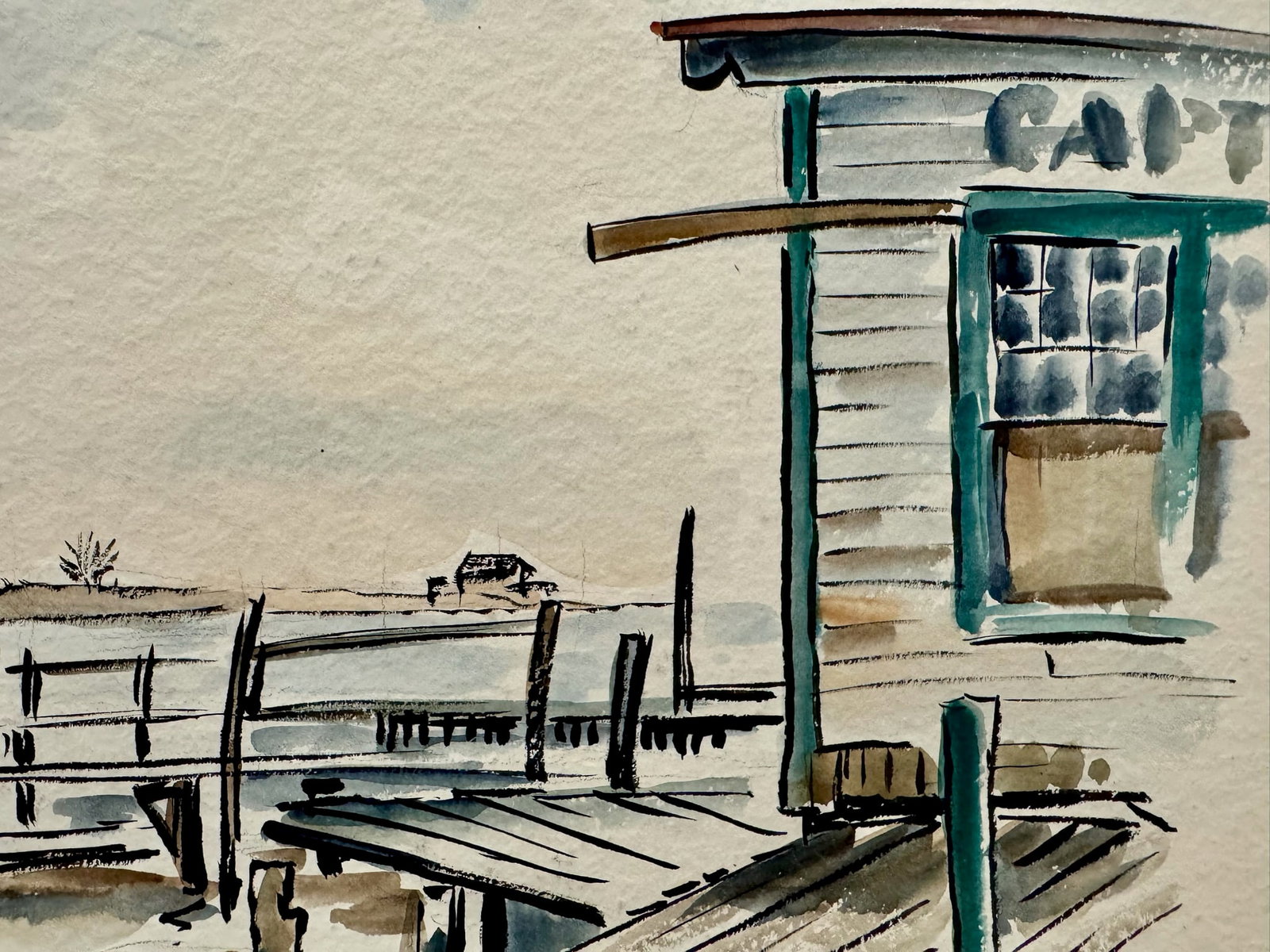 Henry Emil Salloch Original Watercolor on Paper Freeport, Long Island. 1953. - 3