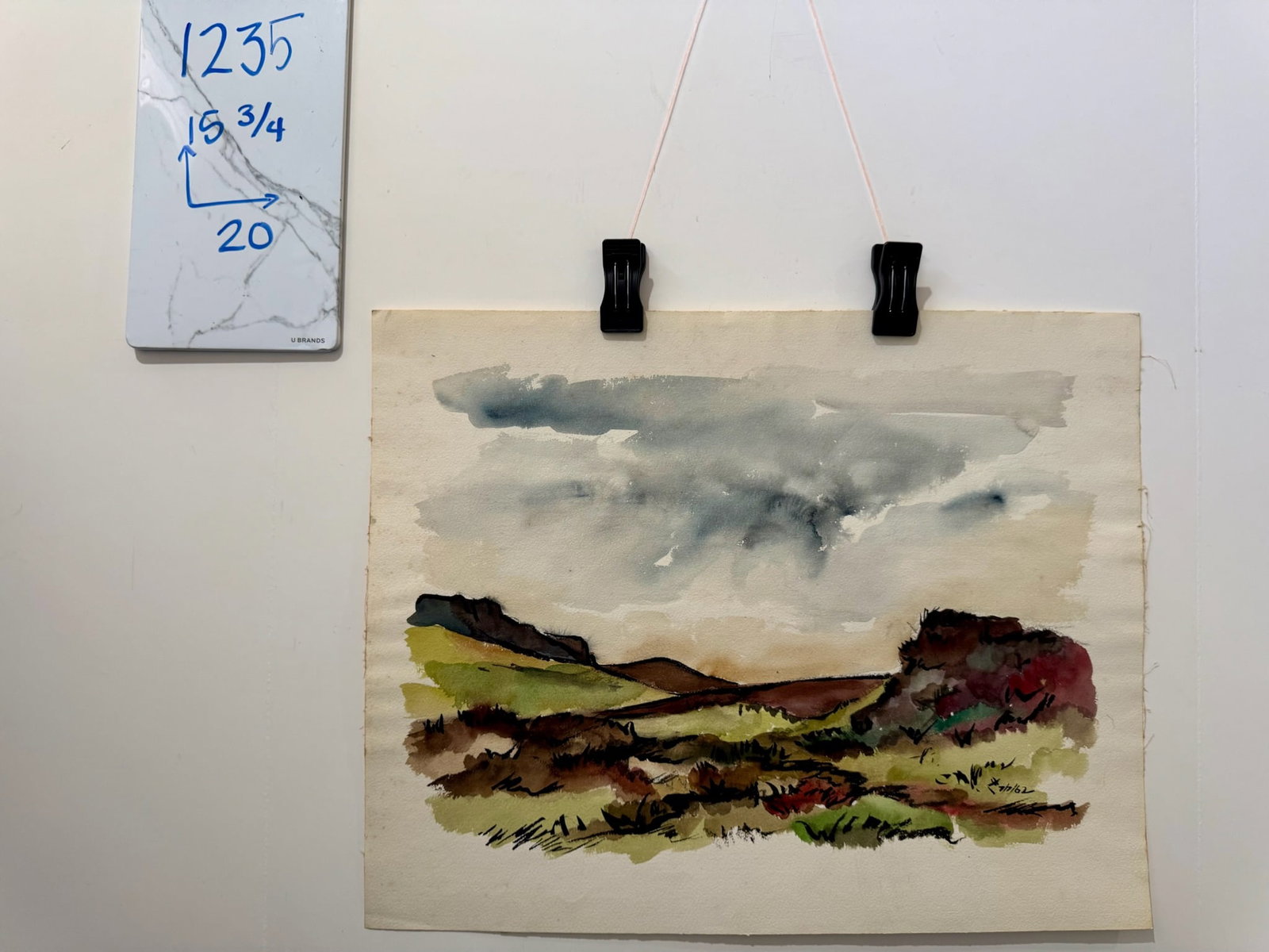 Henry Emil Salloch Original Watercolor on Paper Rolling Valley Landscape, 1962. - 7