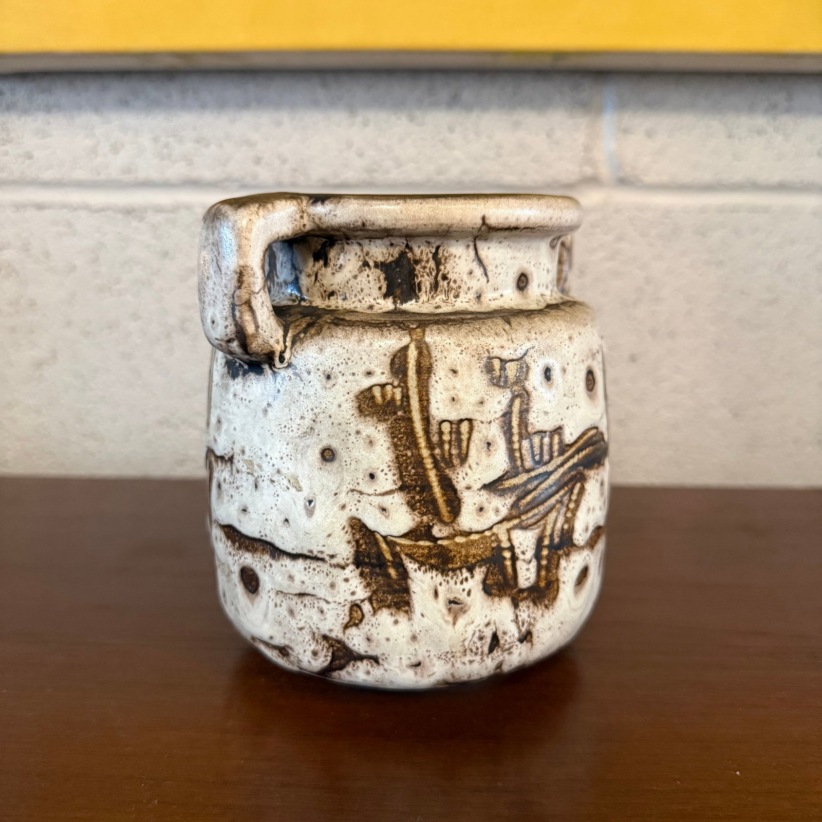 Mid 20th Century Brutalist Japanese Handled Art Pottery Vase - 3