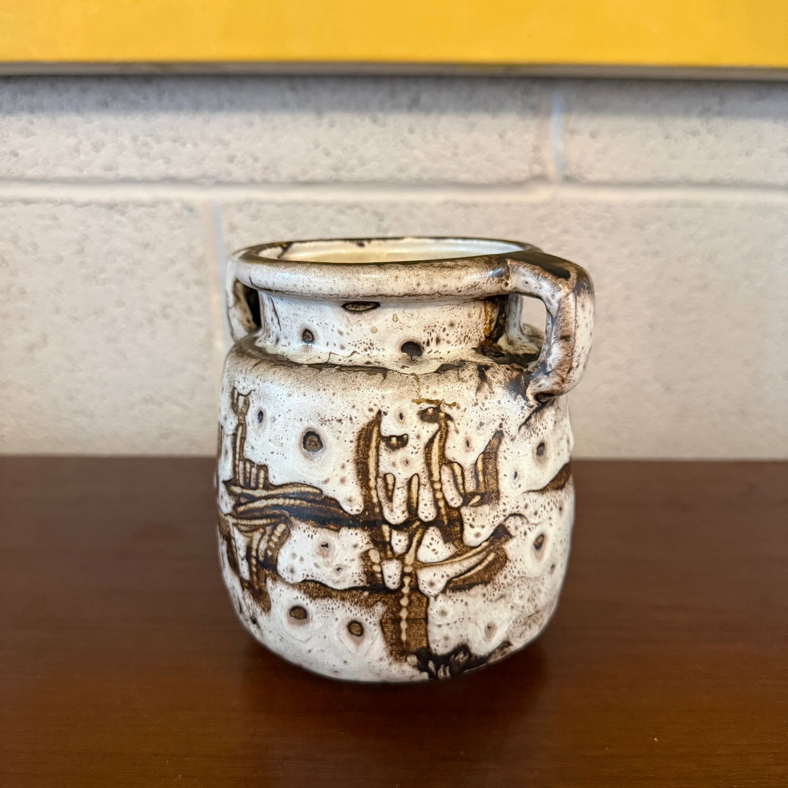 Mid 20th Century Brutalist Japanese Handled Art Pottery Vase - 4