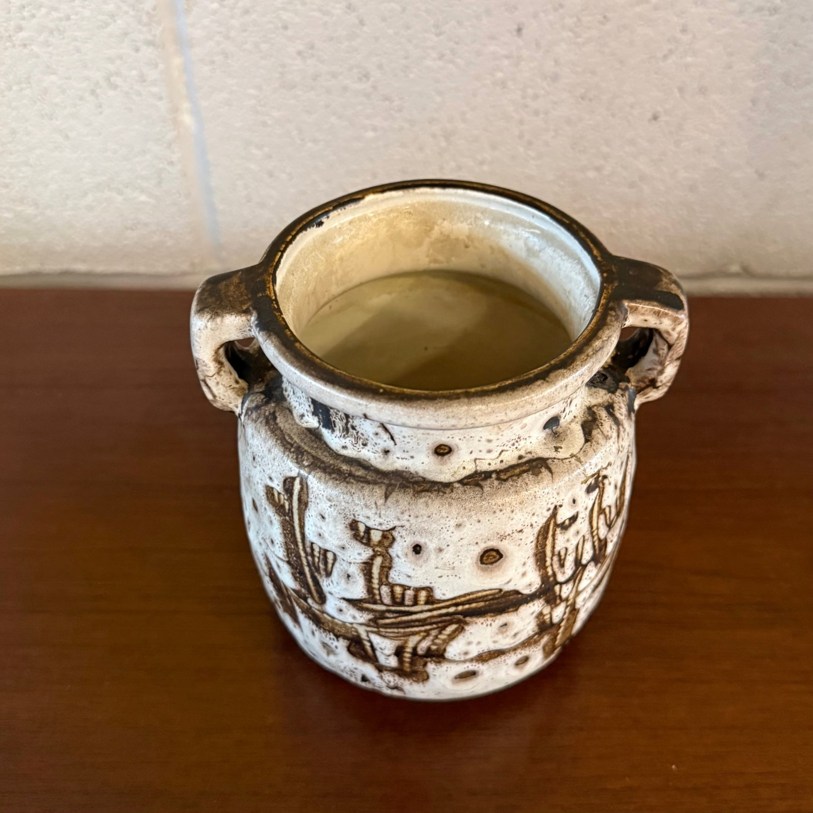 Mid 20th Century Brutalist Japanese Handled Art Pottery Vase - 7