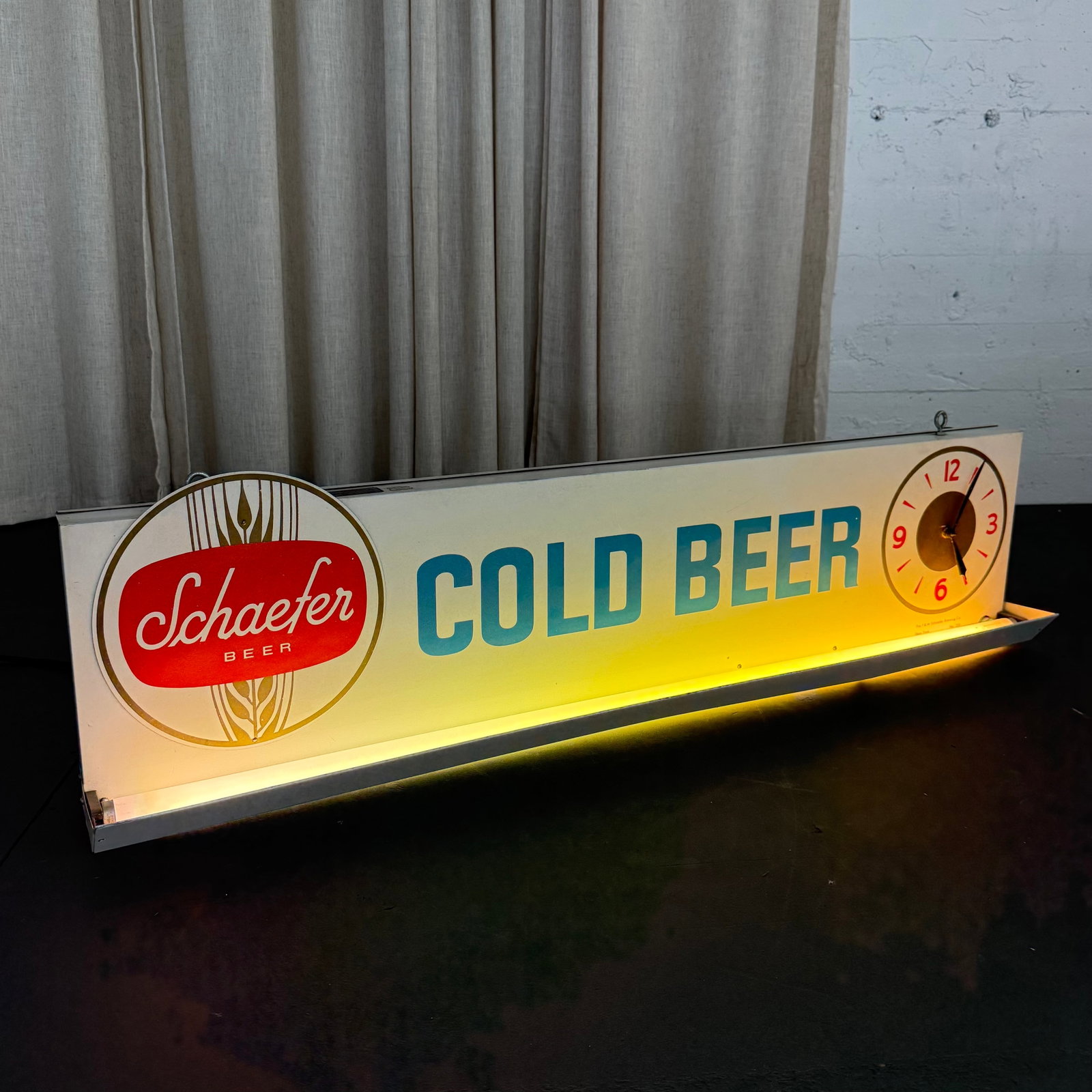 Mid 20th Century Schaefer "Cold Beer" Lit Wall Sign Clock - 2