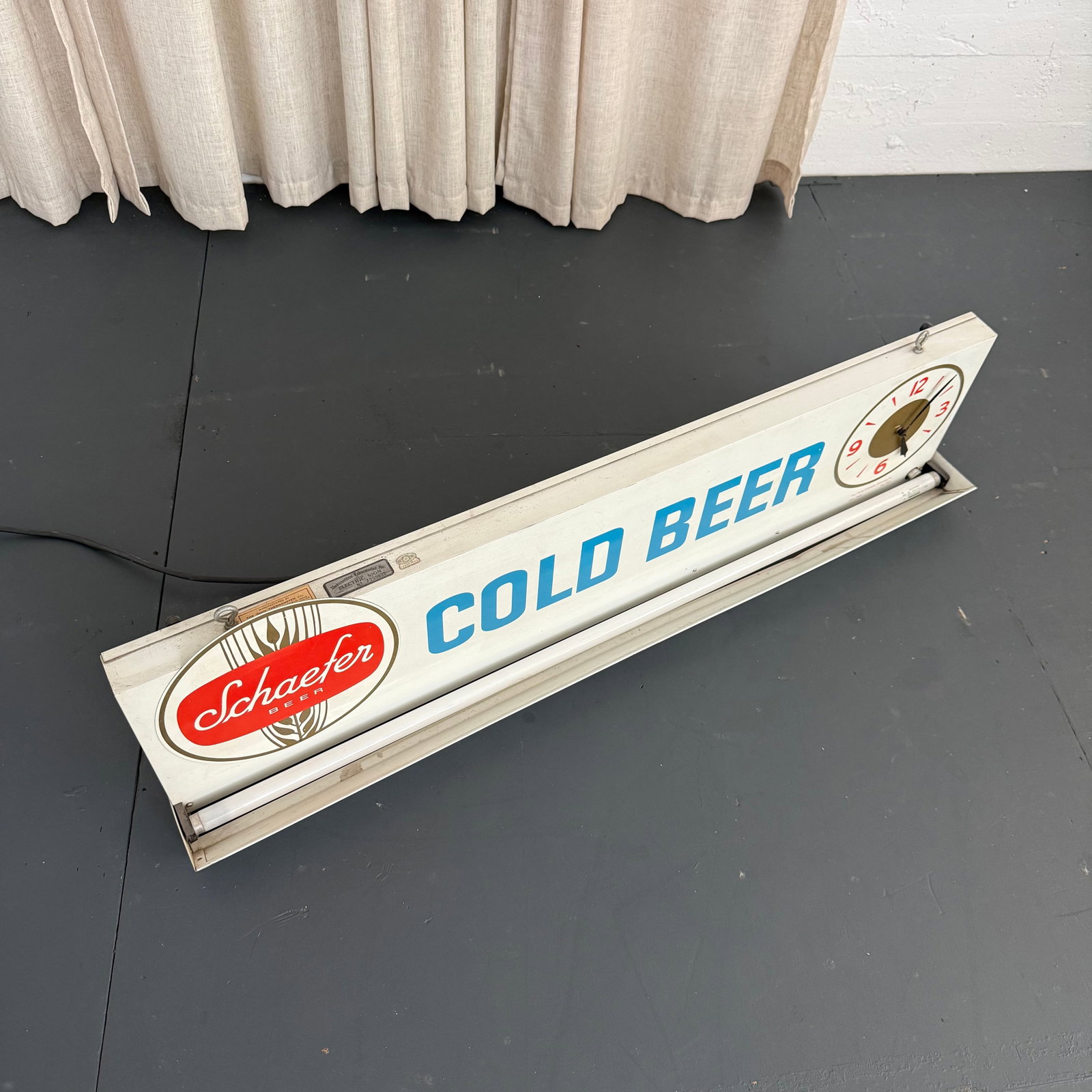 Mid 20th Century Schaefer "Cold Beer" Lit Wall Sign Clock - 7