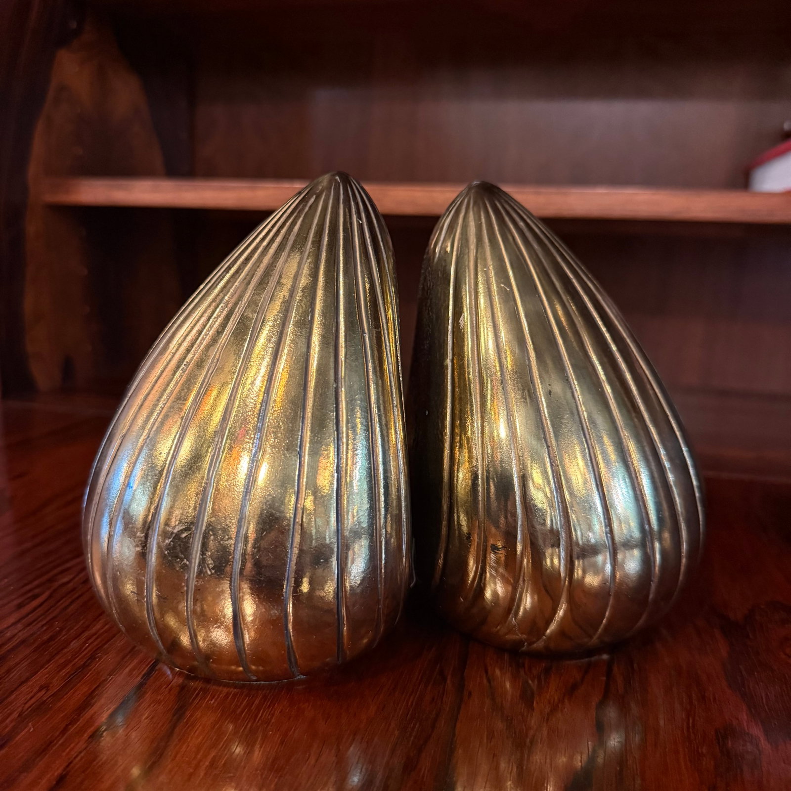 1960s Pair of Brass Teardrop Bookends by Ben Seibel for Jenfred Ware - 3