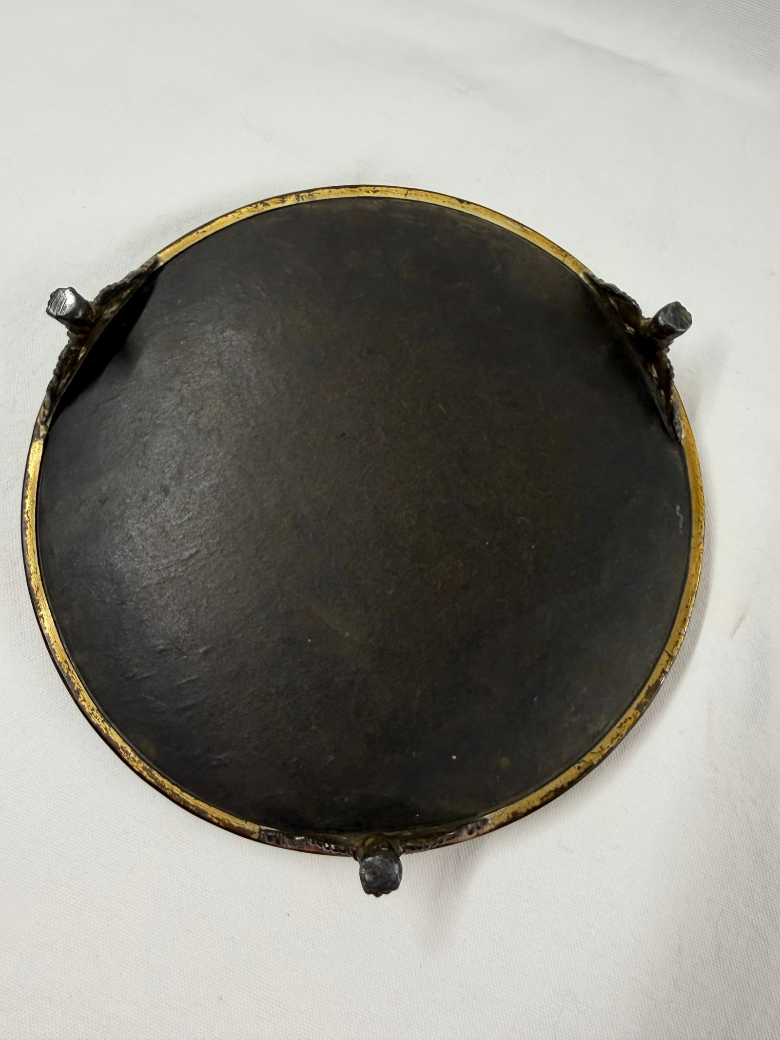 Antique Beveled Mirror Plateau Late 19th Century With Ornate Feet - 4