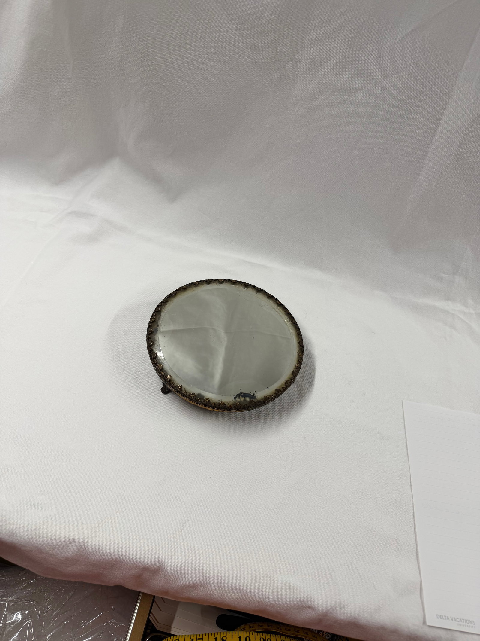 Antique Beveled Mirror Plateau Late 19th Century With Ornate Feet - 5