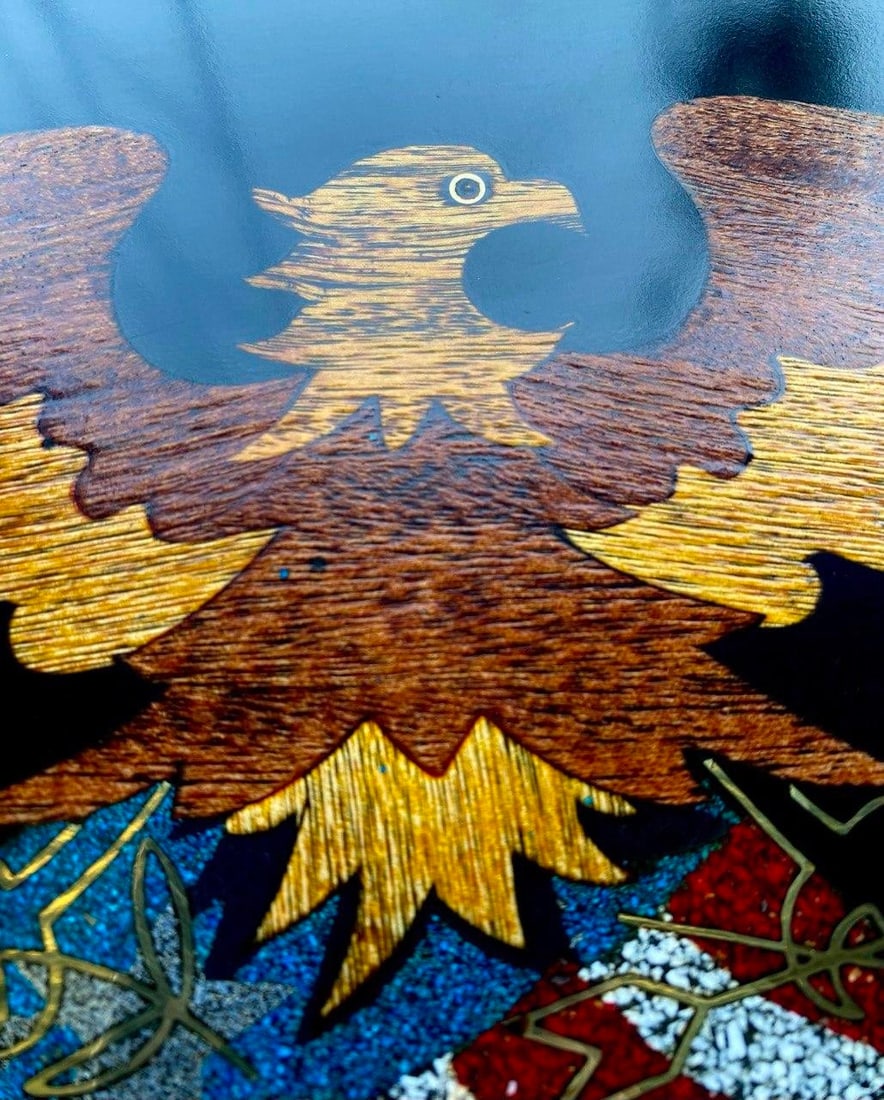 Vintage Couroc of Monterey Patriotic Eagle & Shield Inlaid Serving Tray - 3