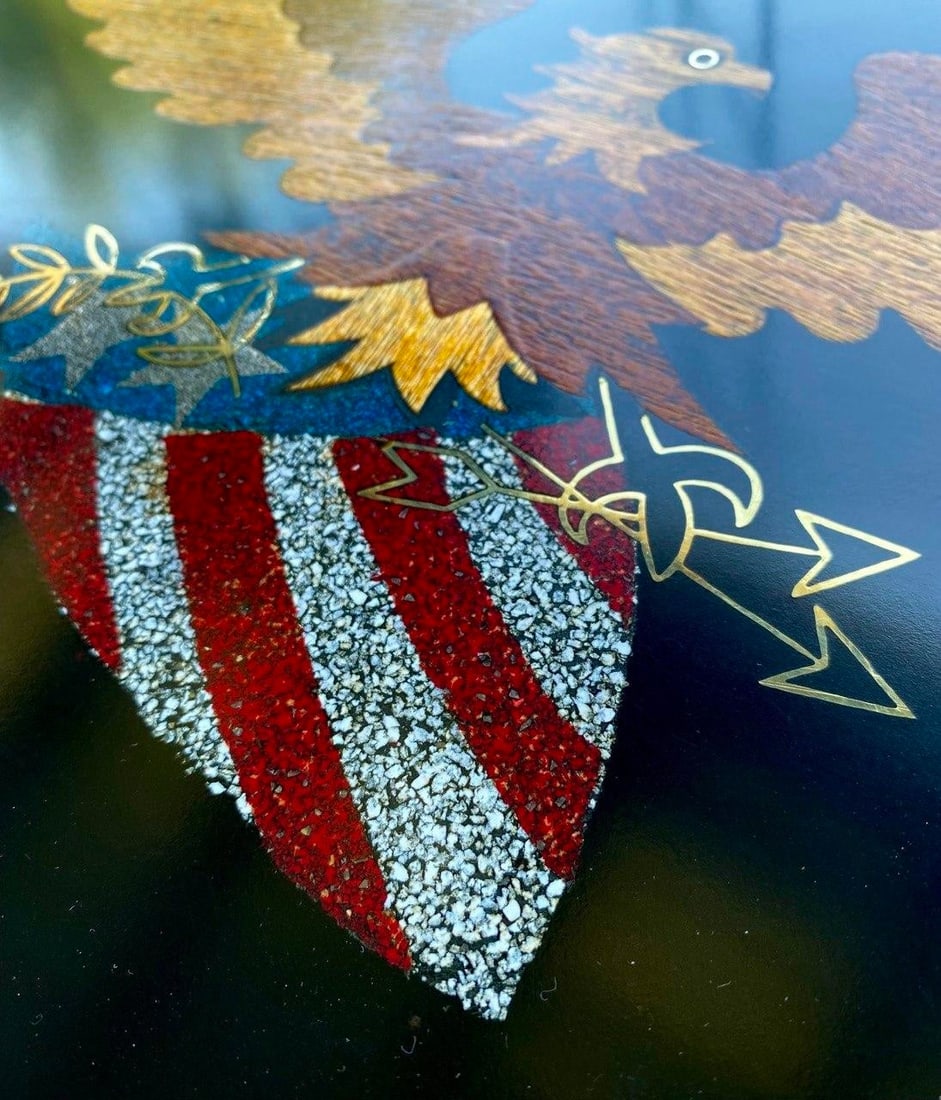 Vintage Couroc of Monterey Patriotic Eagle & Shield Inlaid Serving Tray - 5