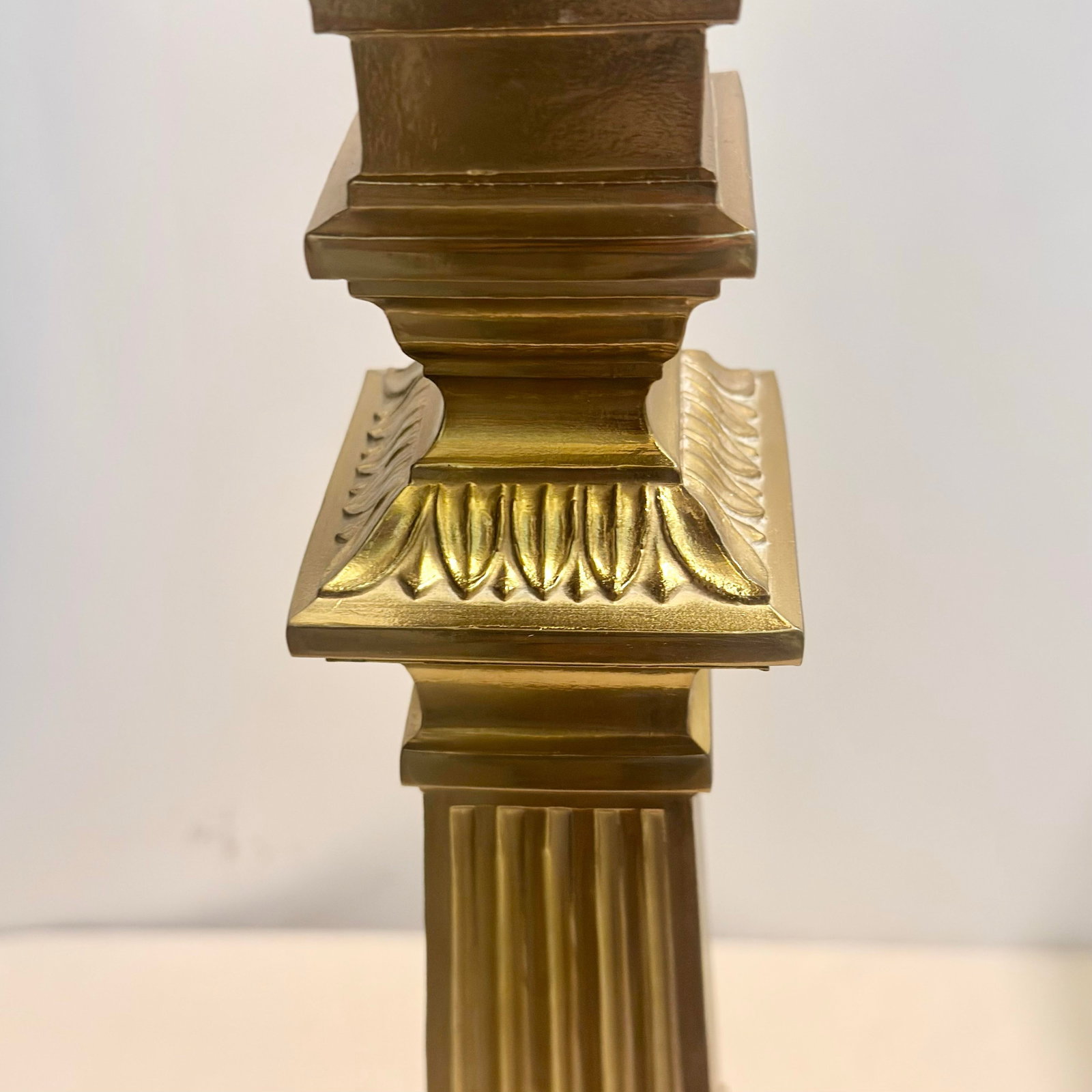 Vintage 1990s Robert Abbey Neoclassical Style Brass Table Lamps - A Pair - 8