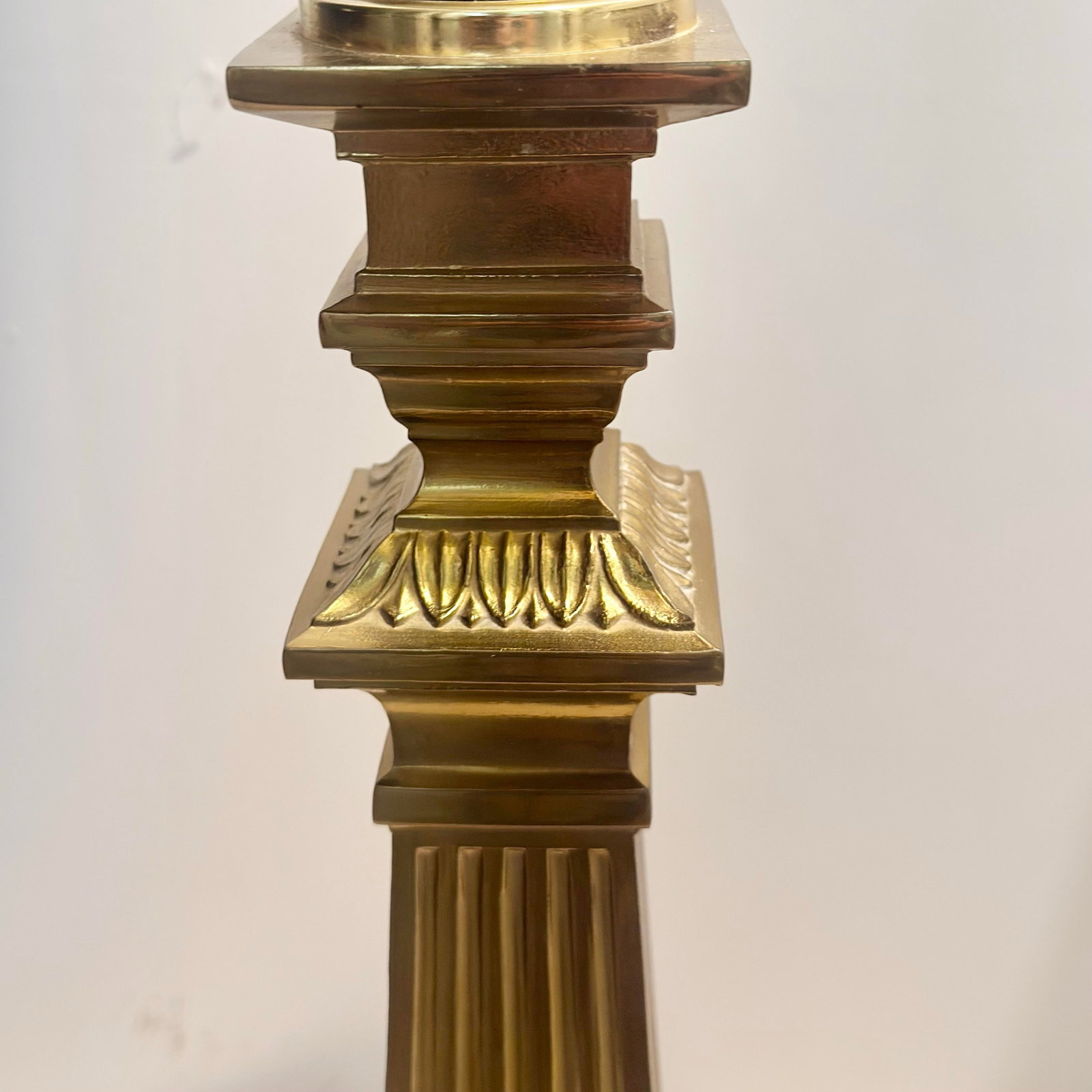Vintage 1990s Robert Abbey Neoclassical Style Brass Table Lamps - A Pair - 9