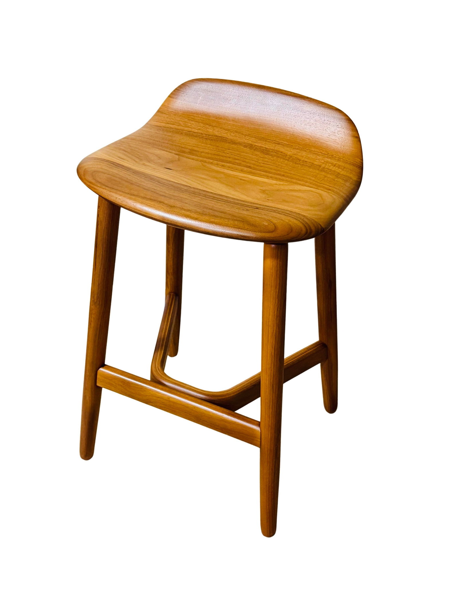 Geiger Attributed Crosshatch Counter Stool by Eoos for MillerKnoll | Solid Walnut Sculptural Wood Ba - 3
