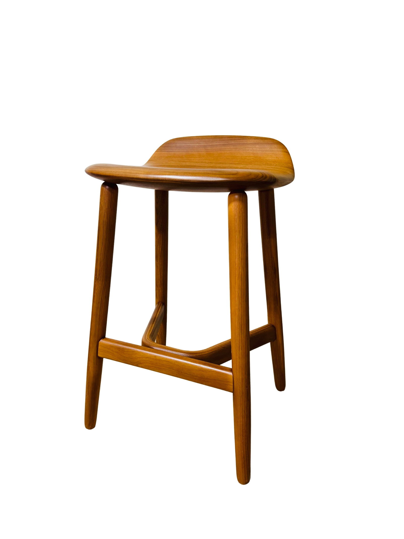 Geiger Attributed Crosshatch Counter Stool by Eoos for MillerKnoll | Solid Walnut Sculptural Wood Ba - 5