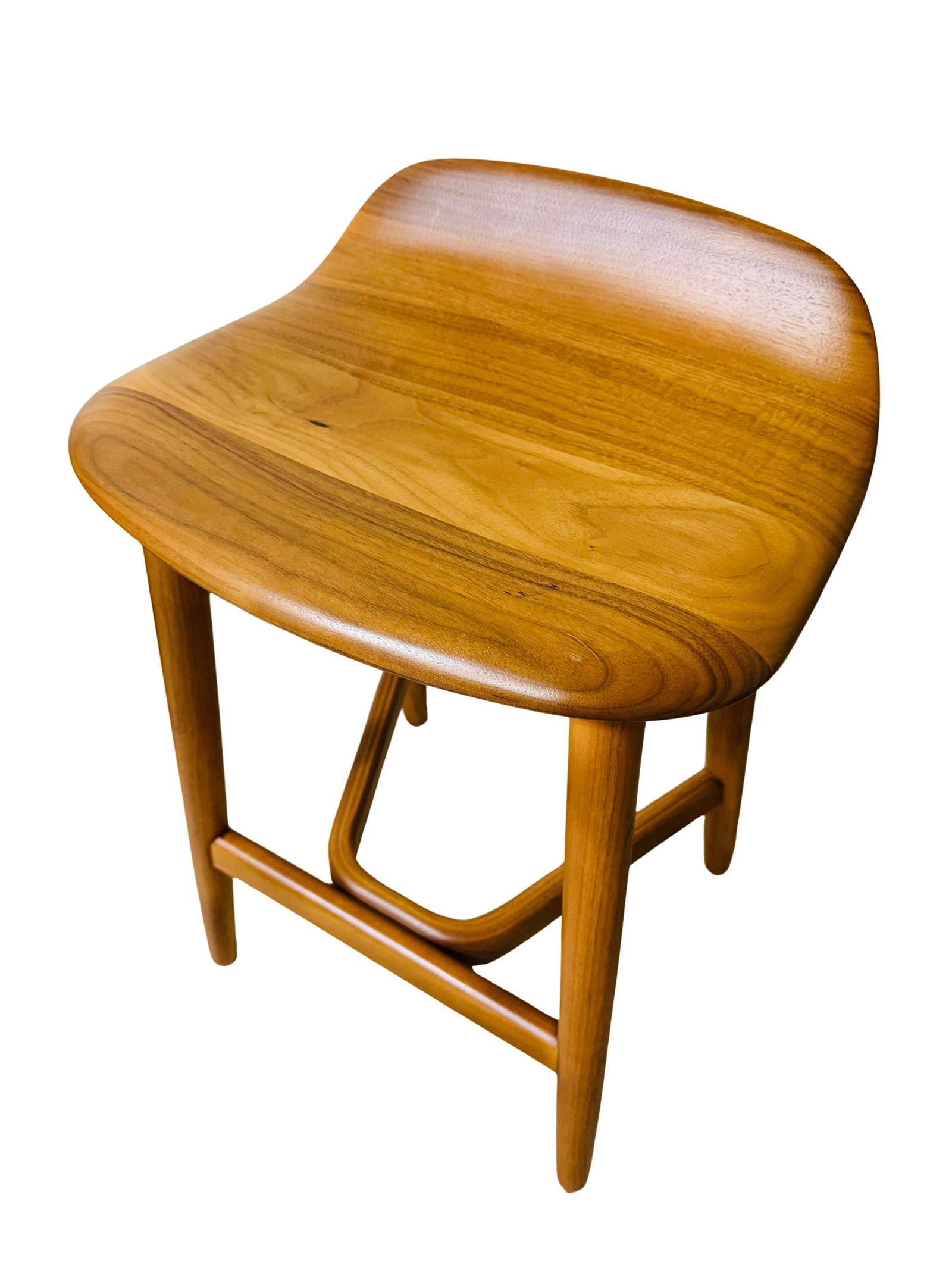 Geiger Attributed Crosshatch Counter Stool by Eoos for MillerKnoll | Solid Walnut Sculptural Wood Ba - 6