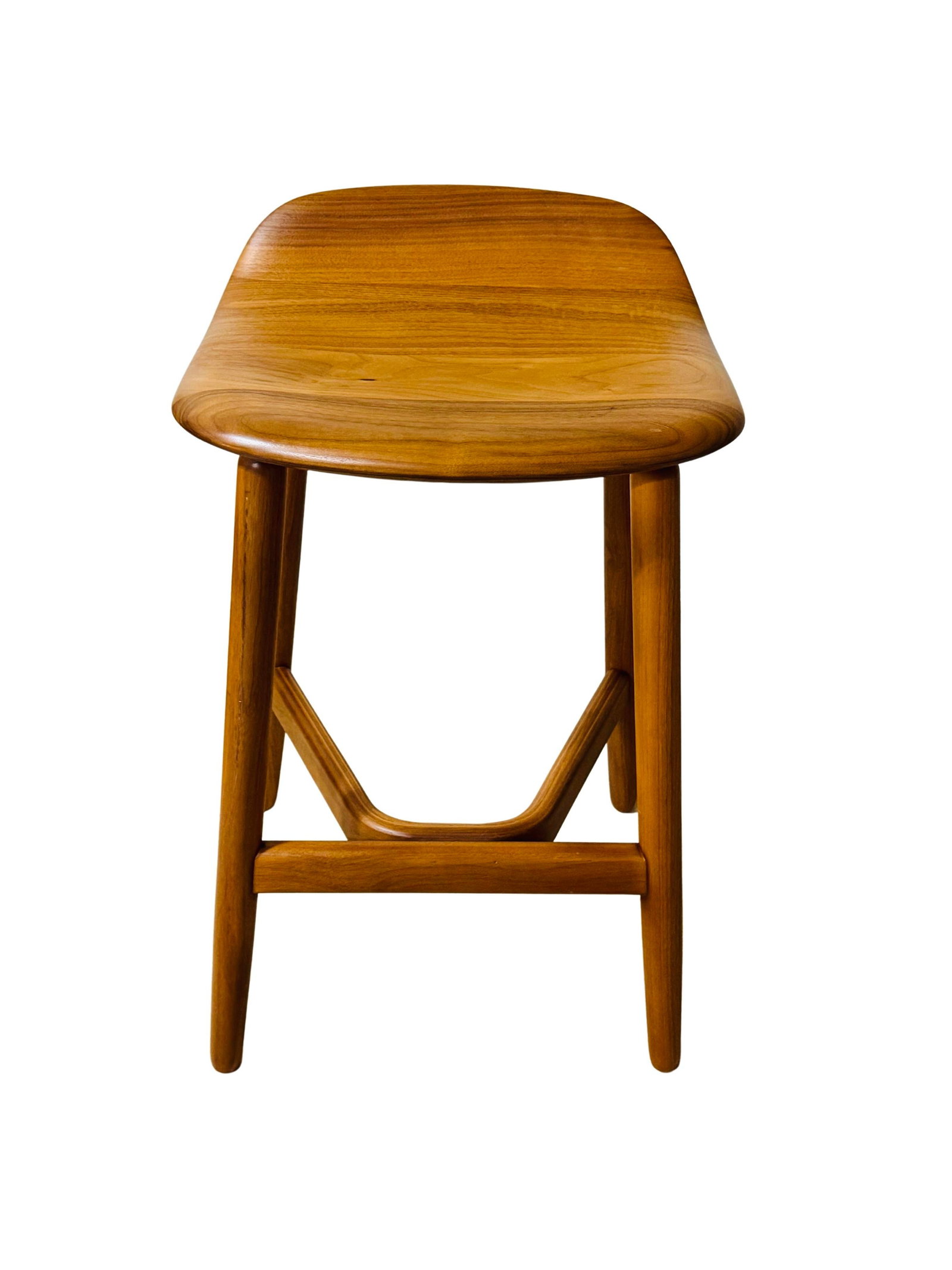 Geiger Attributed Crosshatch Counter Stool by Eoos for MillerKnoll | Solid Walnut Sculptural Wood Ba - 9
