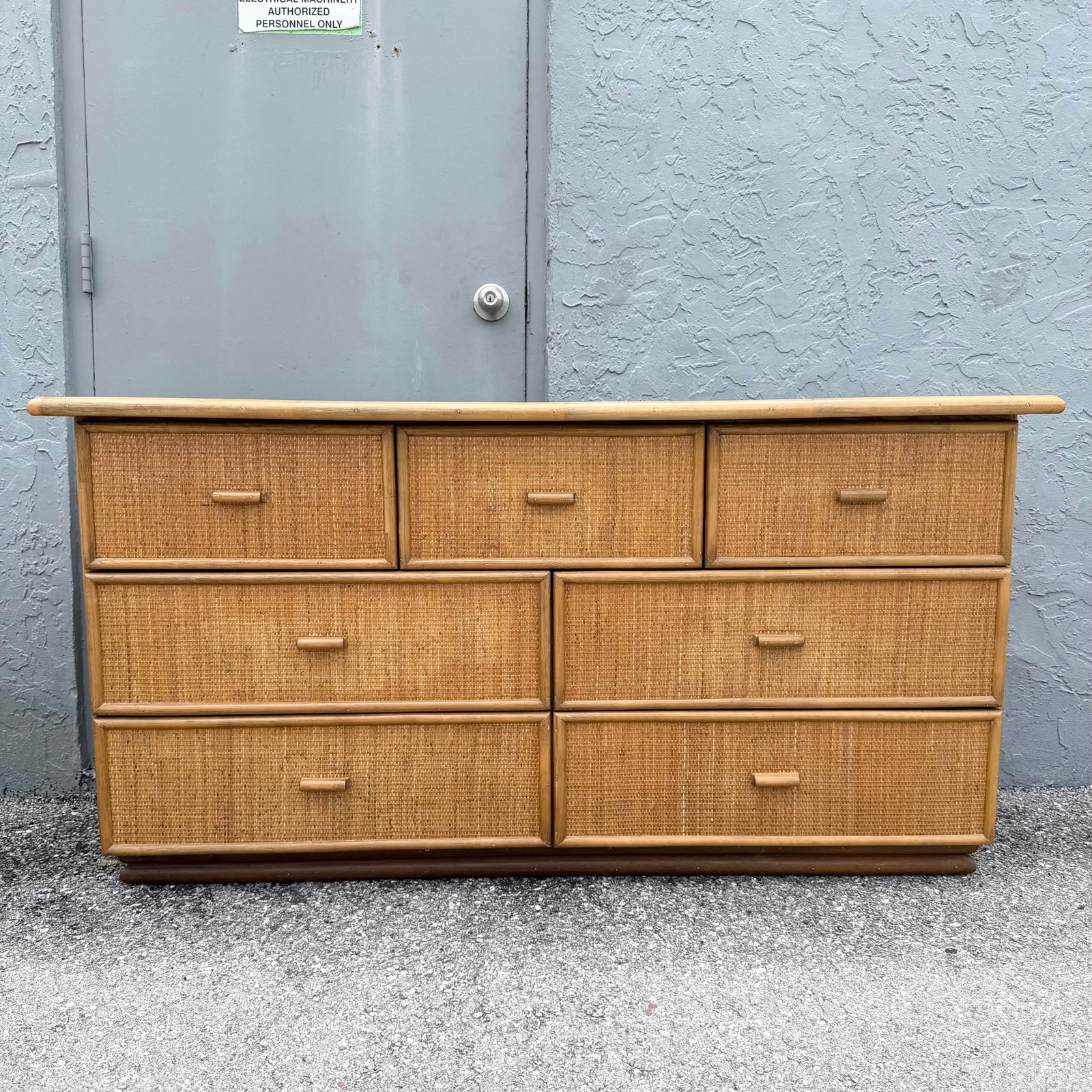 Vintage Boho Chic Rattan and Wicker Dresser - 7 Drawers - 2